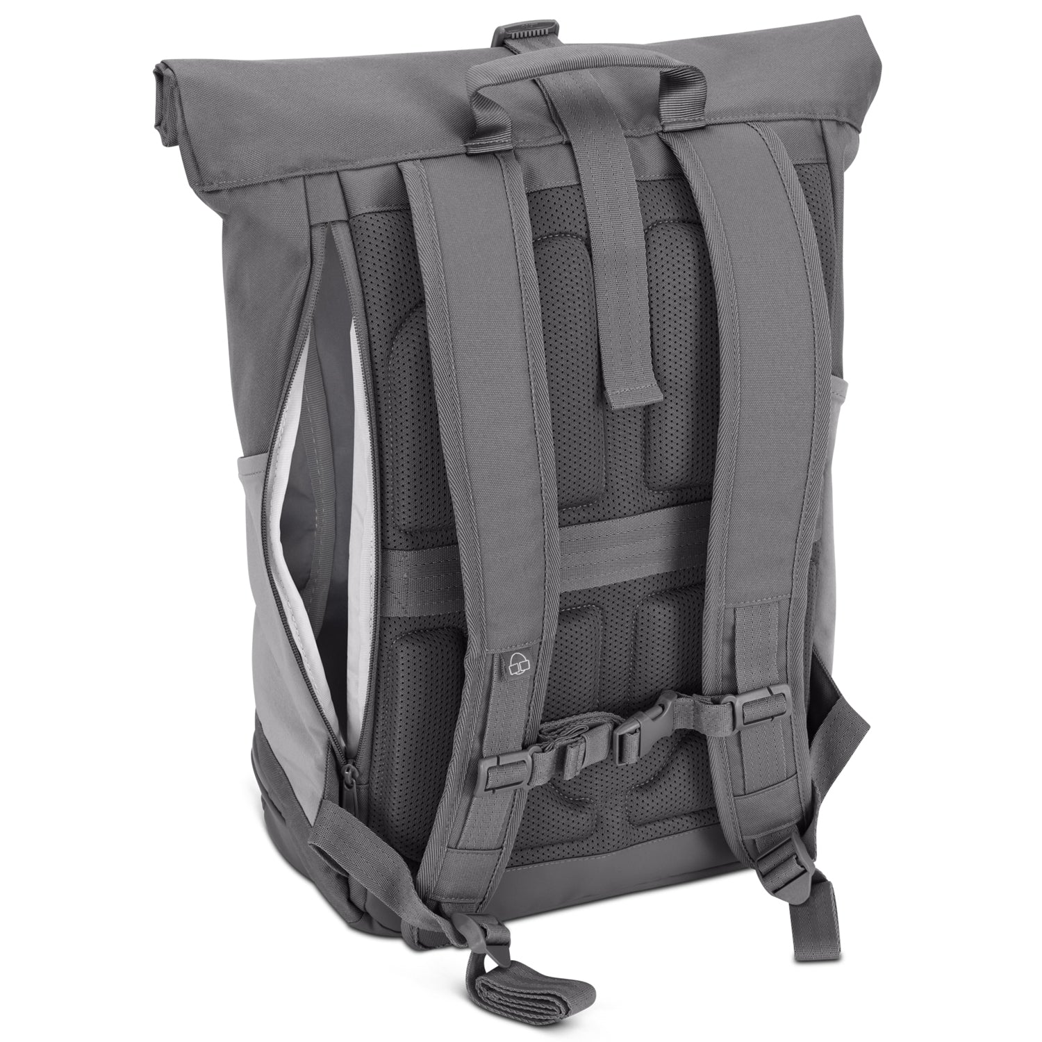 Johnny Urban Herren Rolltop Rucksack Allen Large in Grau, gepolsterte Rücken- und Schultergurte mit Brustriemen