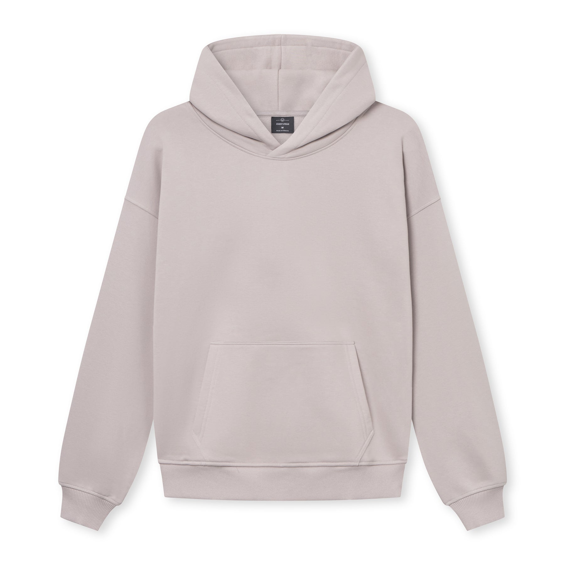 Oversized Hoodie 'Cody' in einfarbigem hellem Grau mit Kapuze und Kängurutasche
