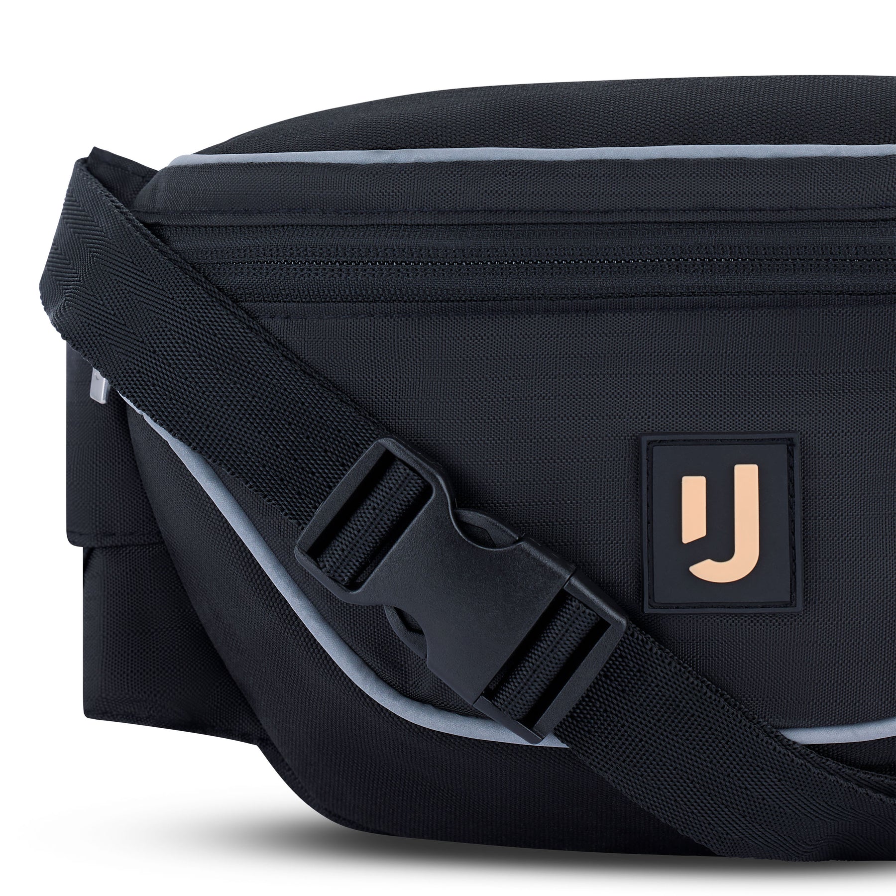 Schwarze 2in1 Bauchtasche 'Jimmy' mit verstellbarem Gurt und Logo vorne