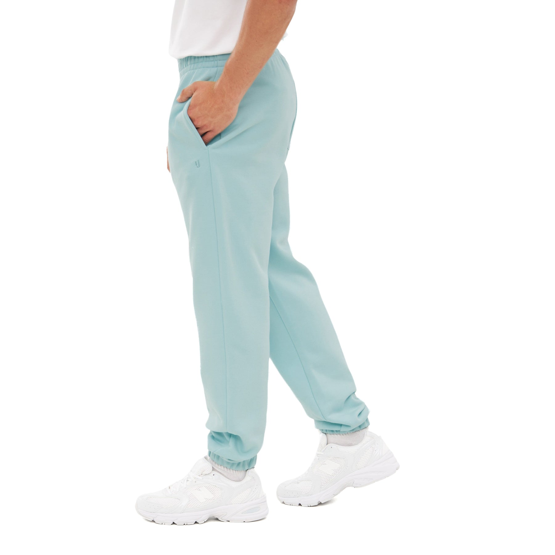 Hellblaue Jogginghose 'Owen' für Herren mit elastischem Bund und Bündchen, Seitenansicht