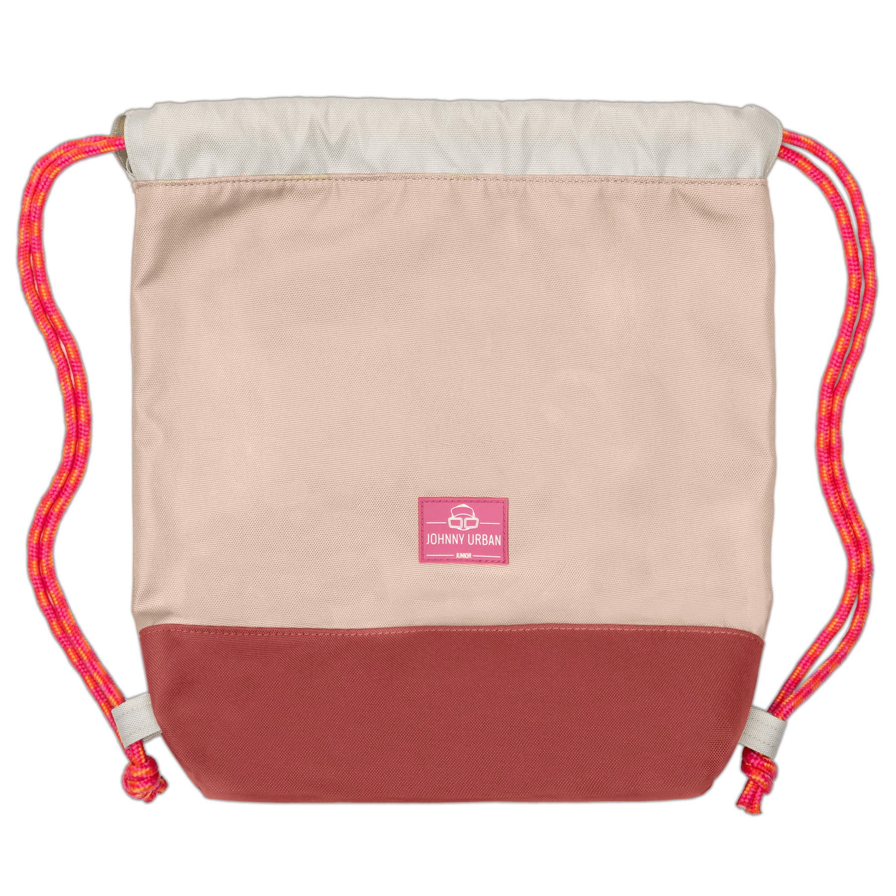Kinder Turnbeutel 'Nino' von Johnny Urban in Rosa mit rotem Boden und pink-rot gemusterten Kordeln