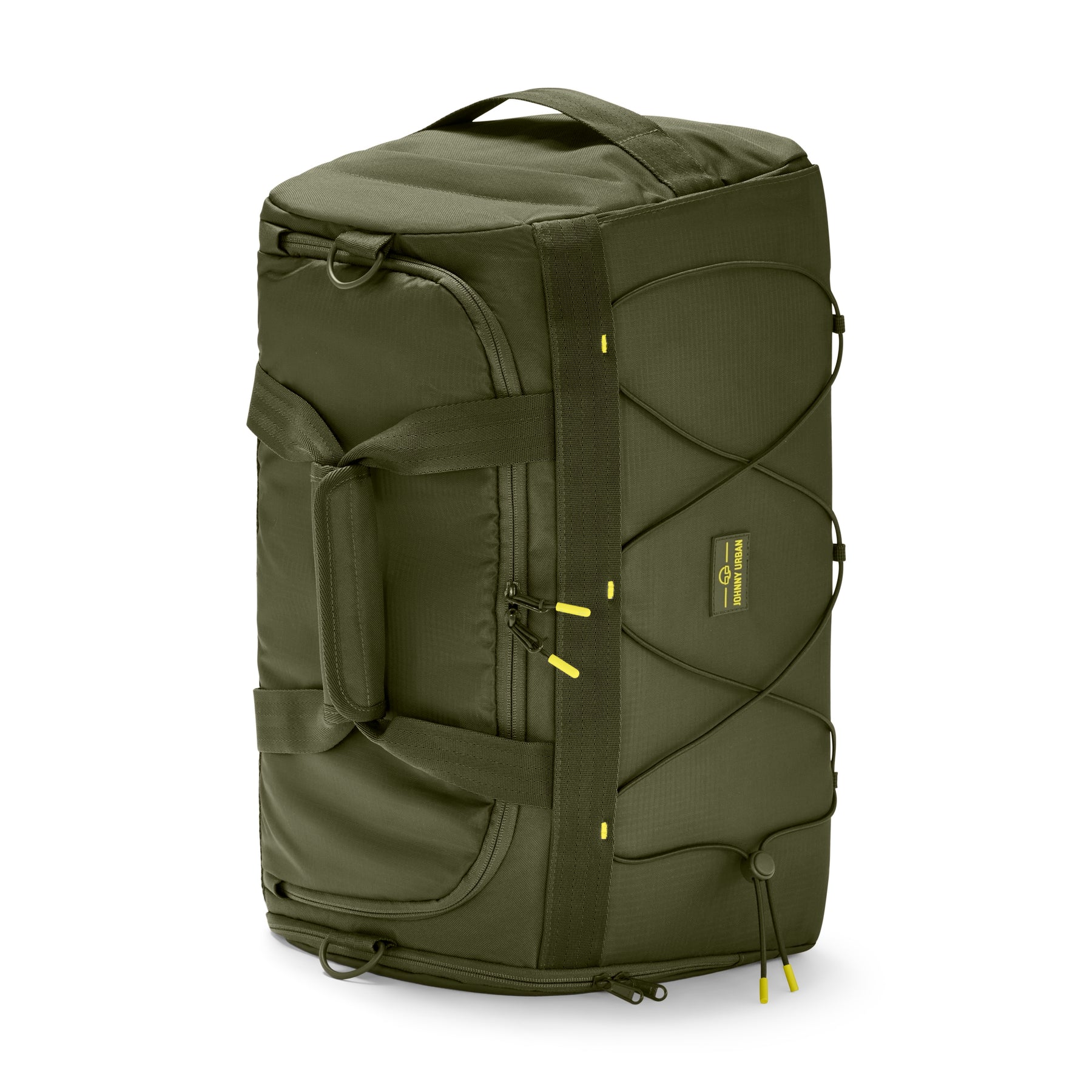 Johnny Urban Duffle Bag 'Shawn Medium' in Olivgrün mit Tragegriffen, Reißverschluss und elastischem Netz