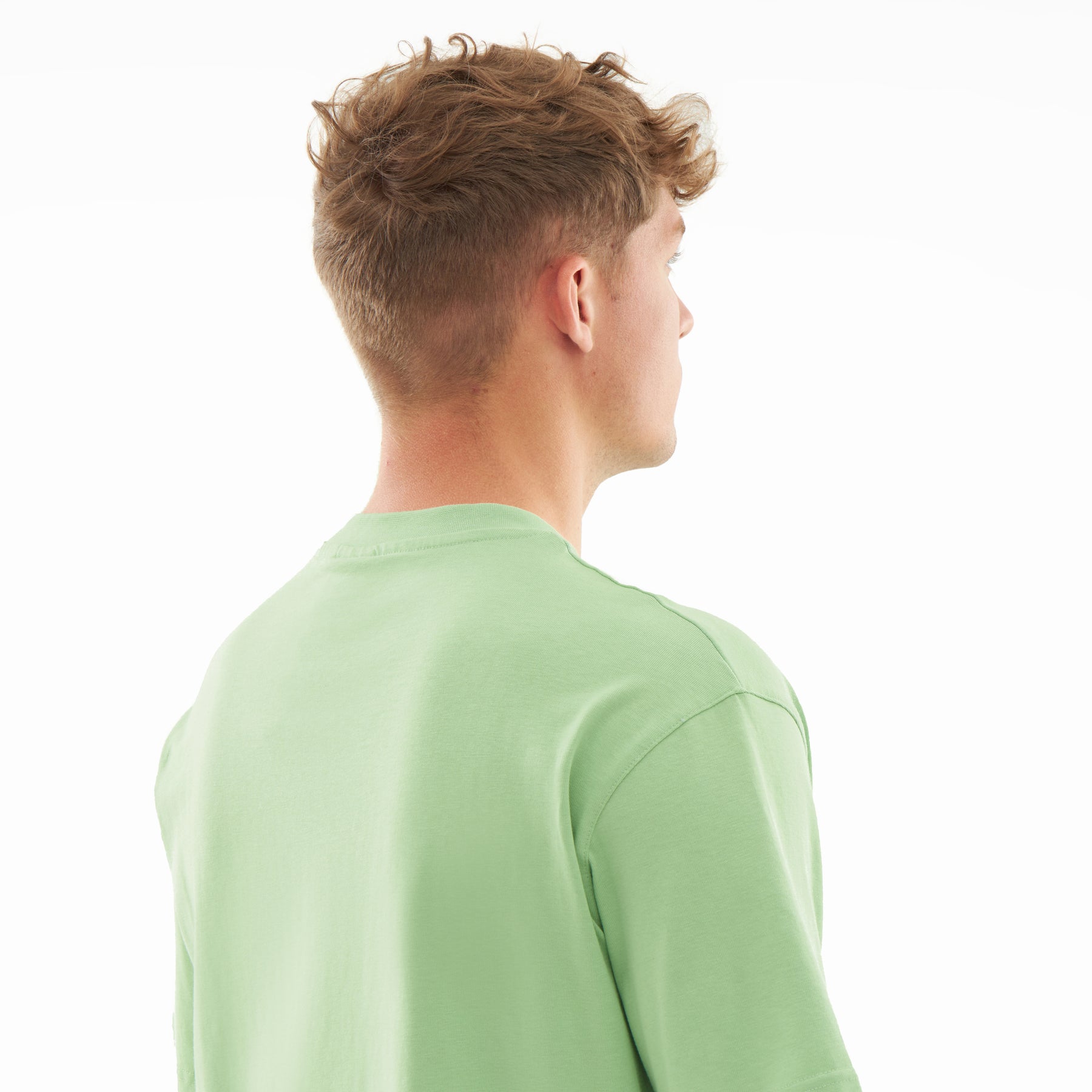 Herren-T-Shirt 'Sammy' von Johnny Urban in Salbeigrün, Rückansicht mit kurzem Ärmel