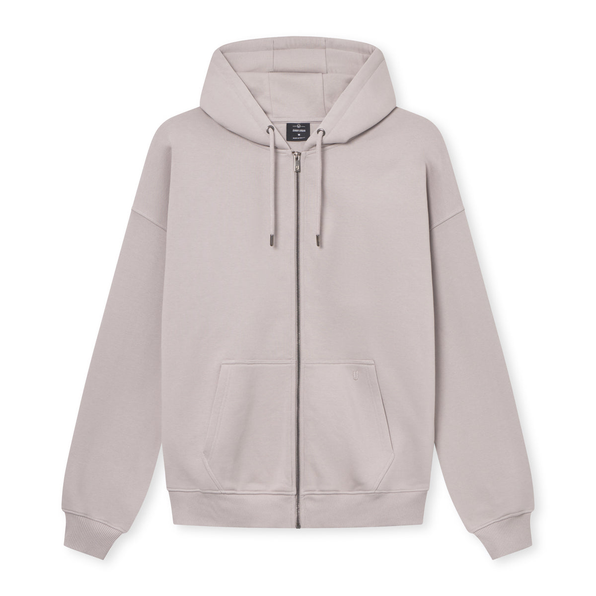 Oversized Zip-Hoodie 'Caleb' in hellem Beige mit Kapuze, Kängurutasche und Reißverschluss