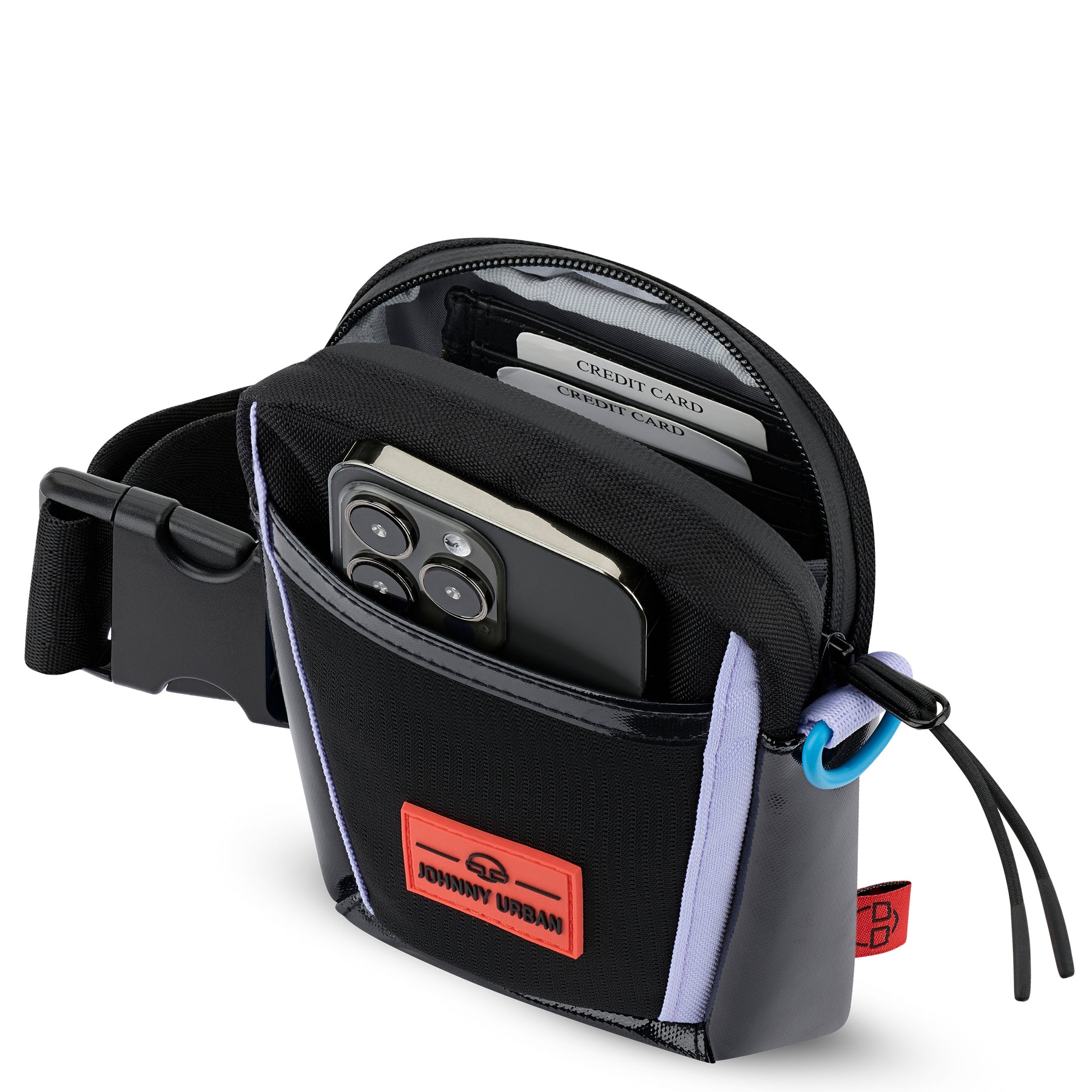 Umhängetasche ‚Lex‘ von Johnny Urban schwarz mit Kartenfächern und Smartphonefach