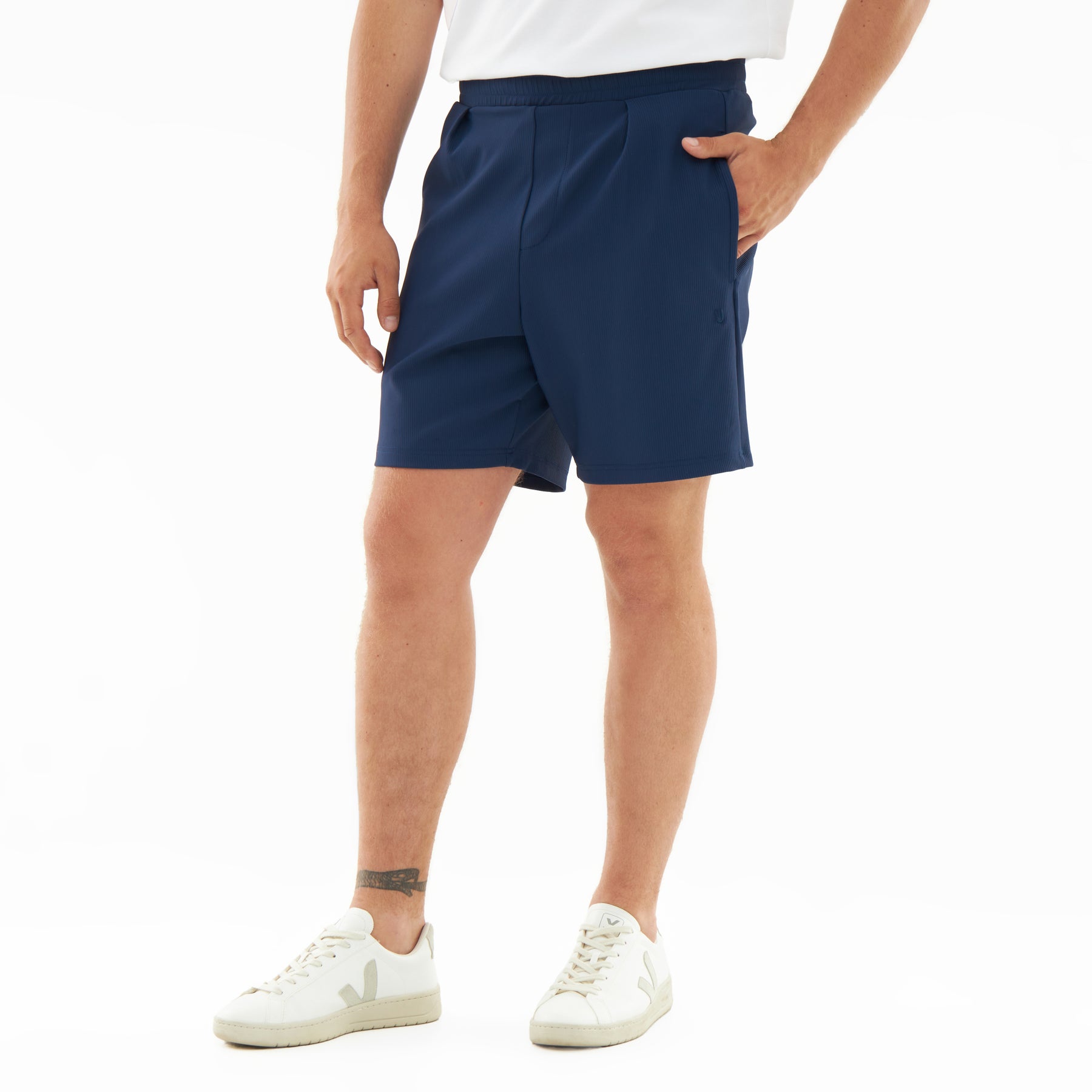 Lockere navyblaue Herren-Shorts aus dem Set 'Mason' mit Taschen
