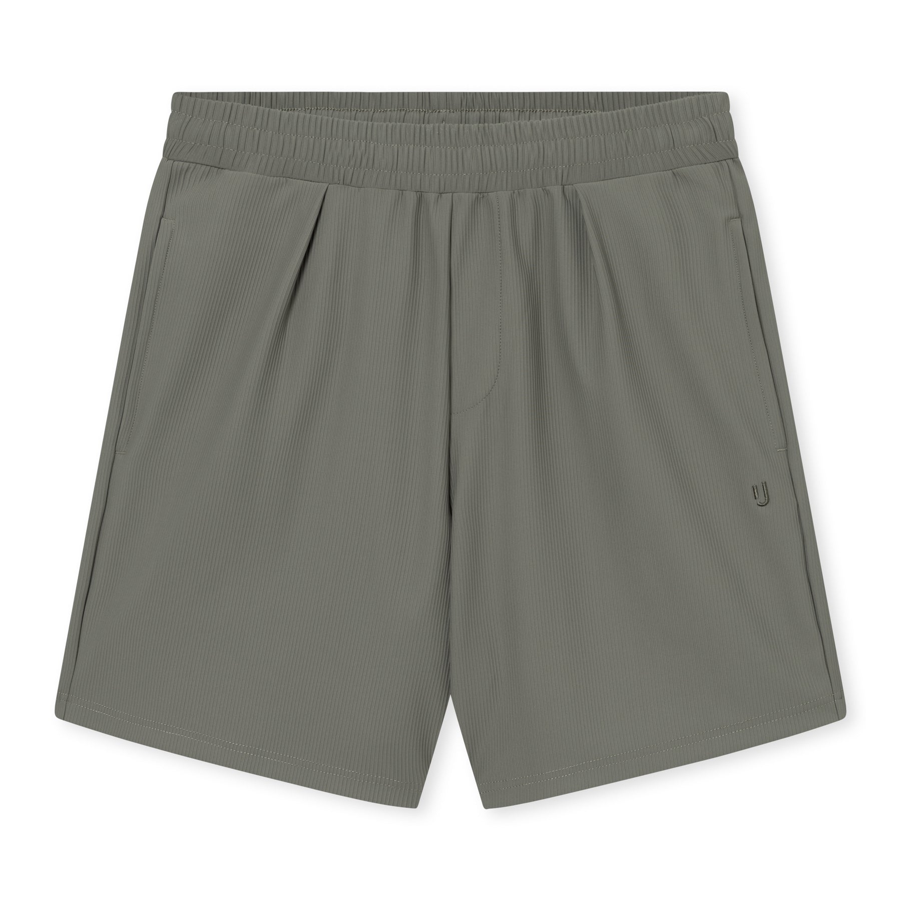 Kurze Hose aus elastischem Material in Olivgrün mit elastischem Bund und seitlichen Taschen aus Set Mason