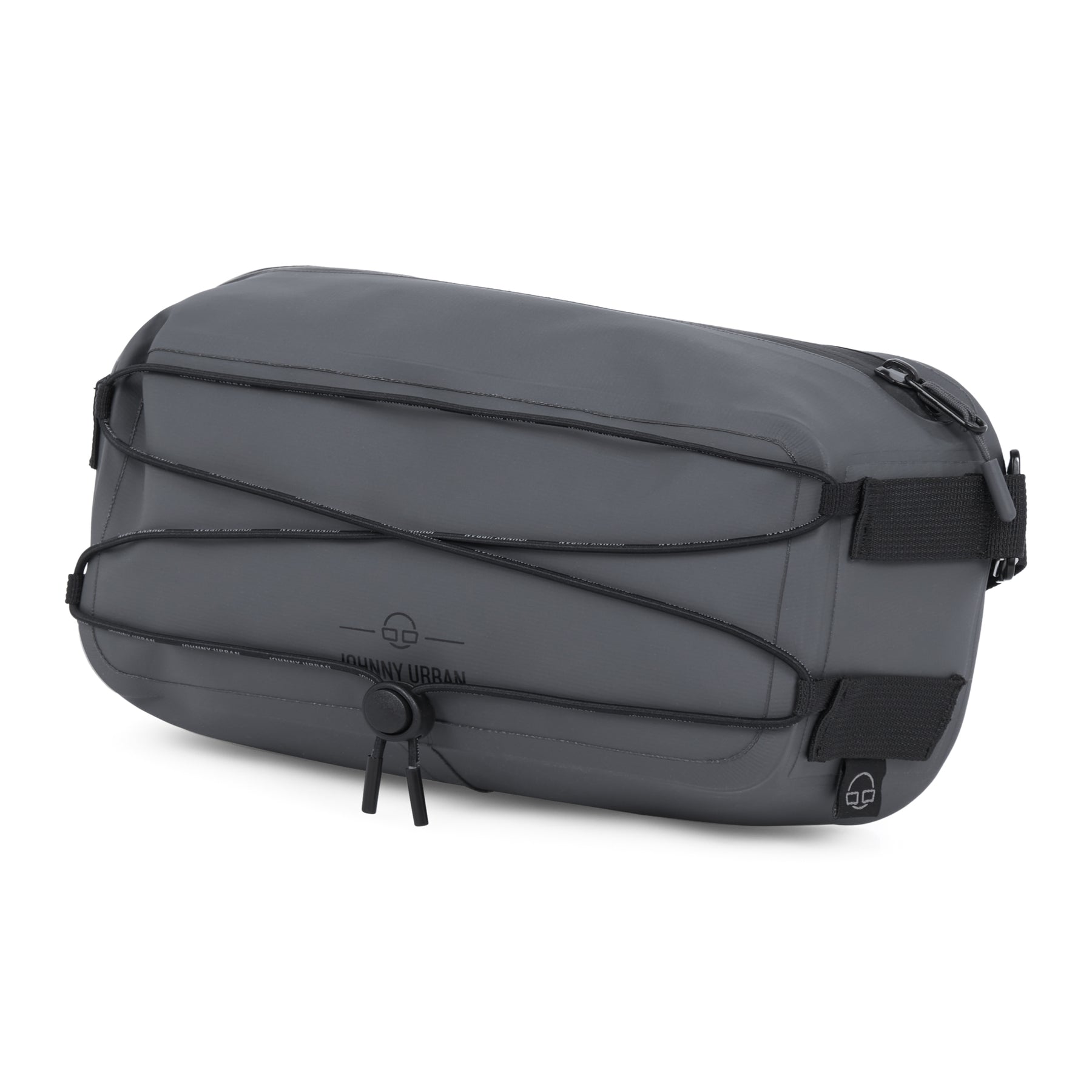 Schwarze Lenkertasche Fahrrad 'Arlo' von Johnny Urban mit elastischen Bändern und Reißverschluss