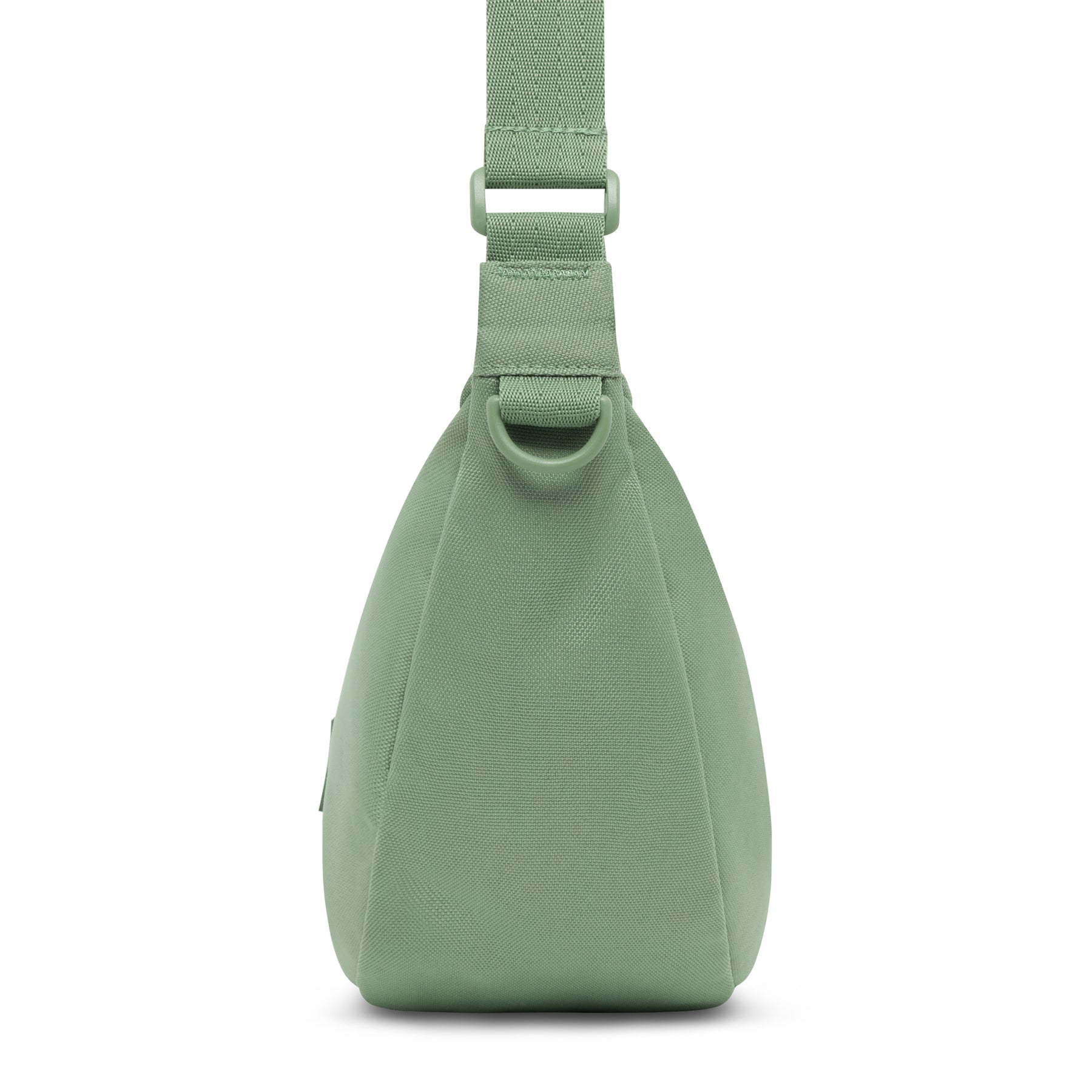 Halbmondtasche ,Ally Medium' in grün aus robustem Stoff mit D-Ring an der Seite