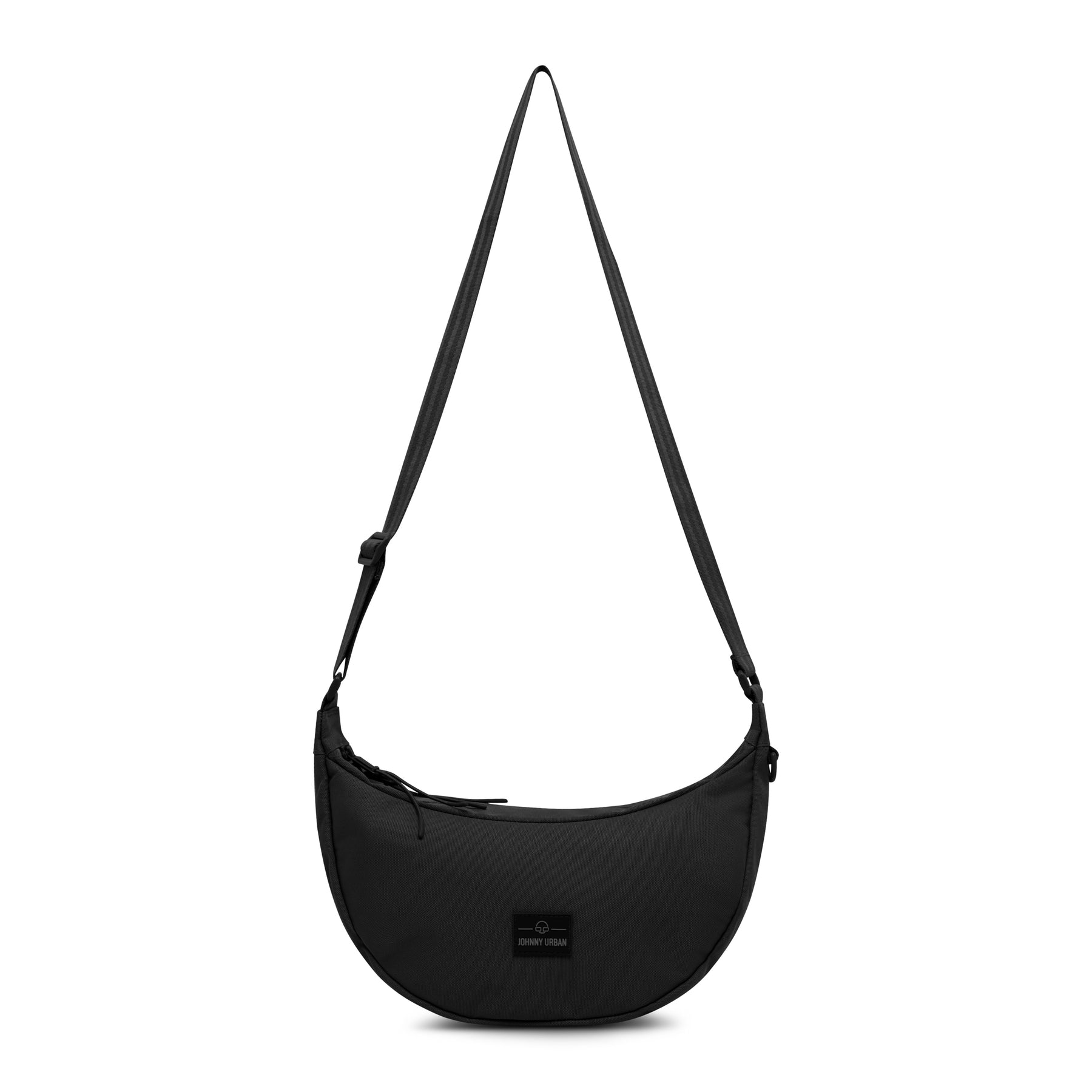 Halbmondtasche Ally Medium von Johnny Urban, schwarze, geformte Umhängetasche mit verstellbarem Schultergurt