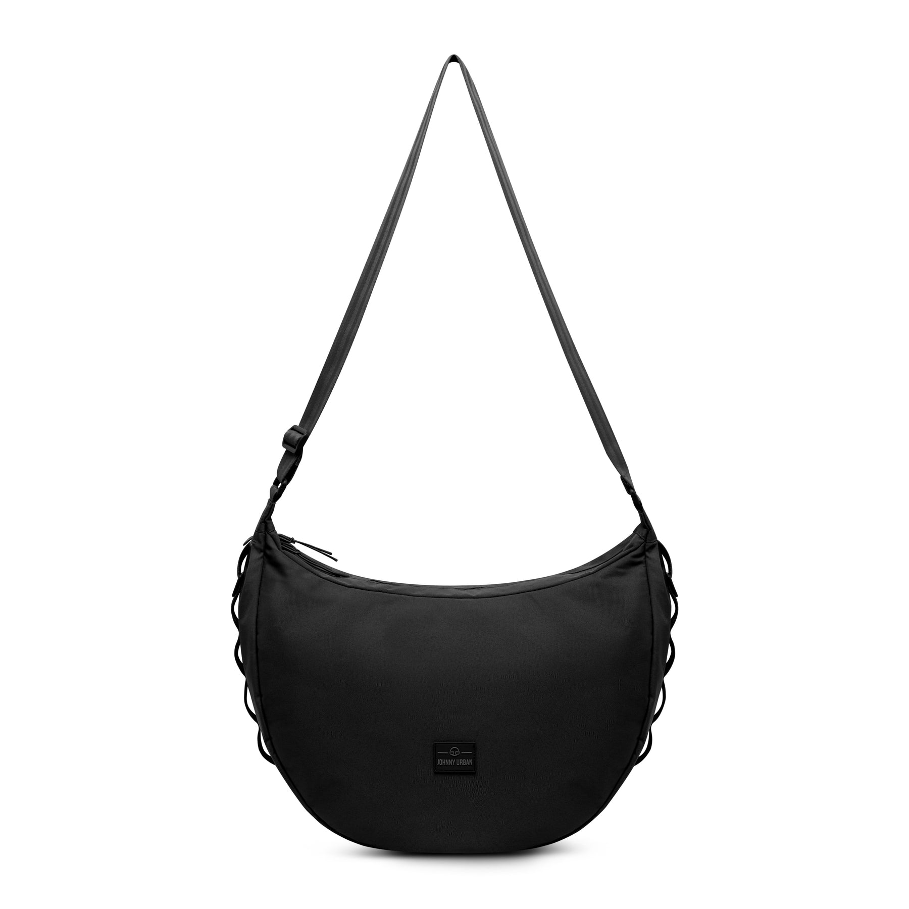 Halbmond-Tasche 'Ally XL' von Johnny Urban in schwarzem Stoff mit verstellbarem Schulterriemen