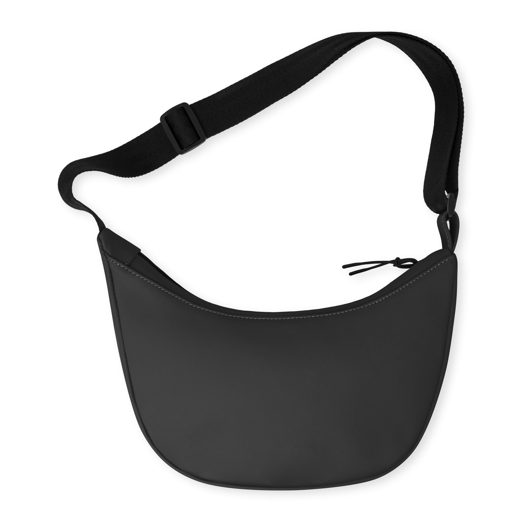 Halbmondtasche 'Rory' in schwarzem Leder mit verstellbarem Schultergurt und Reißverschluss