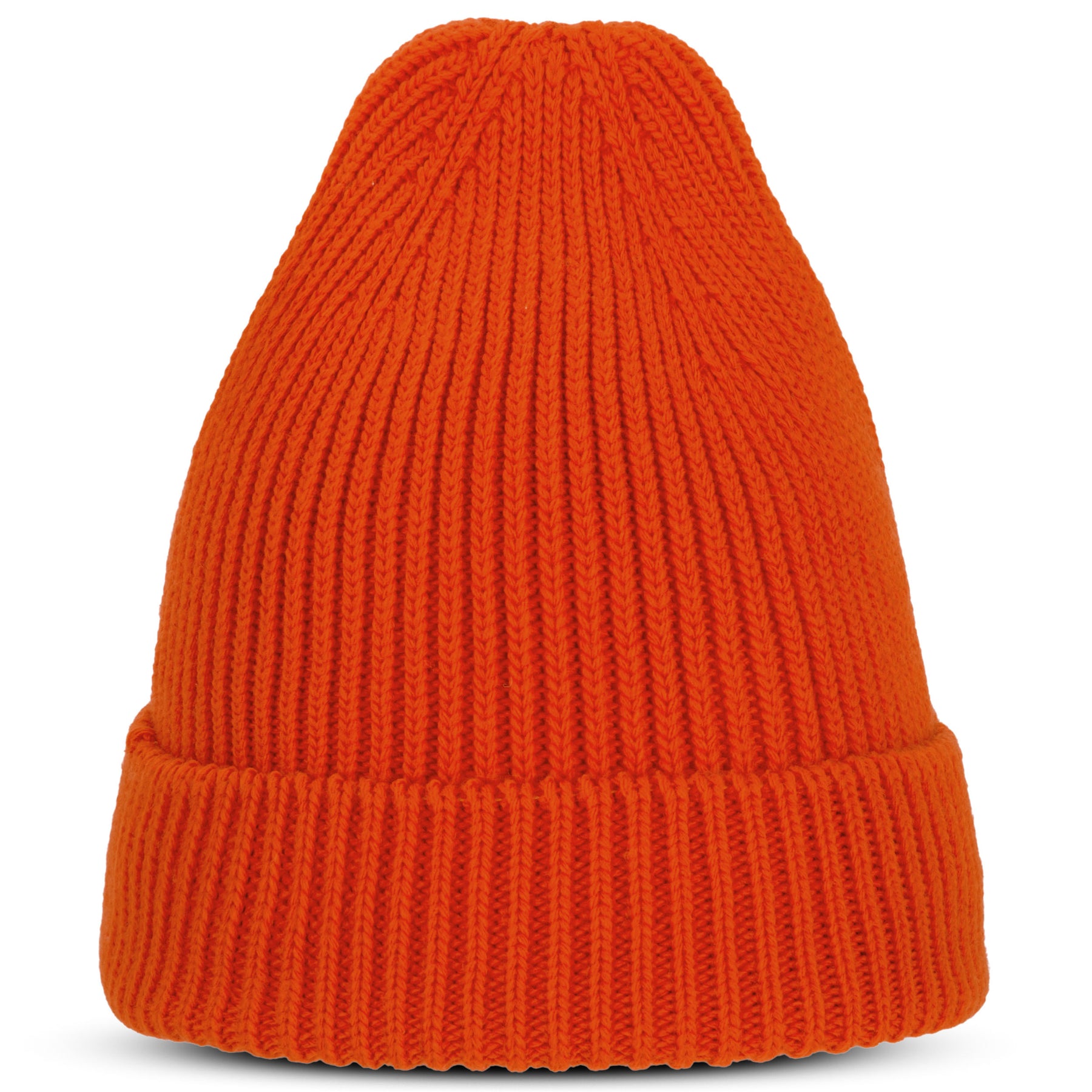 Strickmütze 'Billie' in leuchtendem Korallrot mit Umschlag