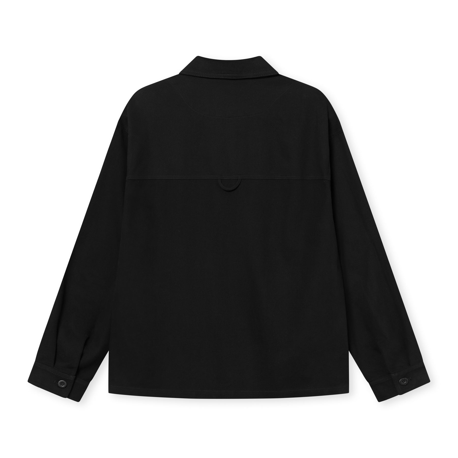 Schwarzes Overshirt "Cameron" für Herren, Rückseite, mit Kragen und langen Ärmeln