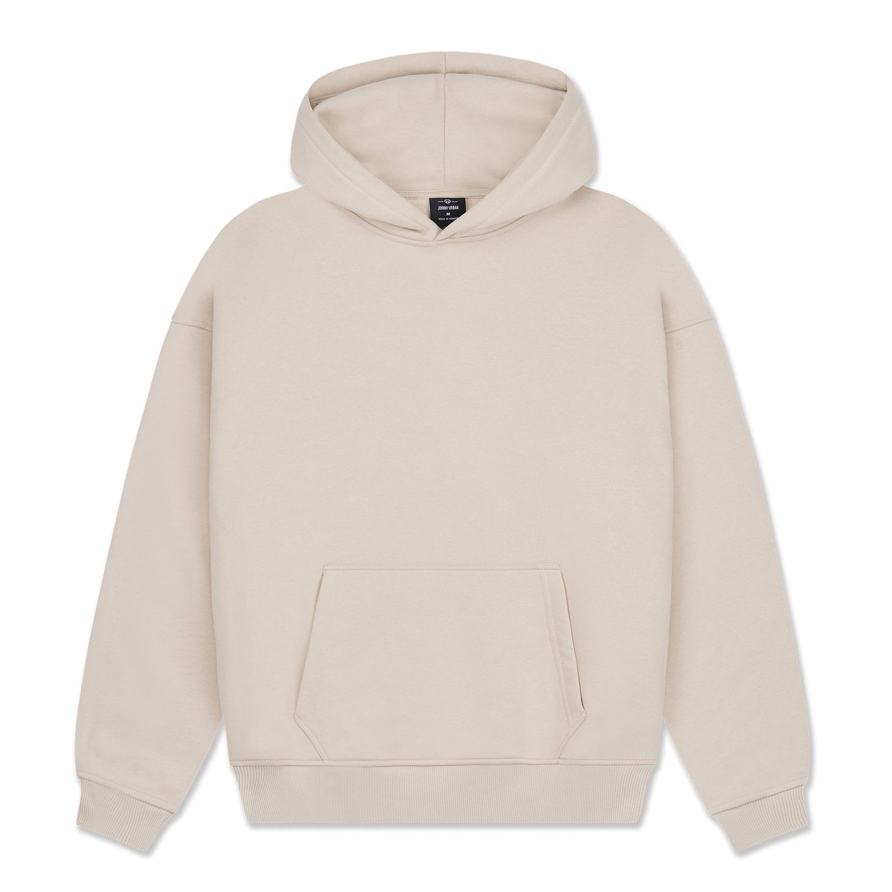 Beiger Oversized Hoodie "Cody" von Johnny Urban mit Kängurutasche und gerippten Bündchen