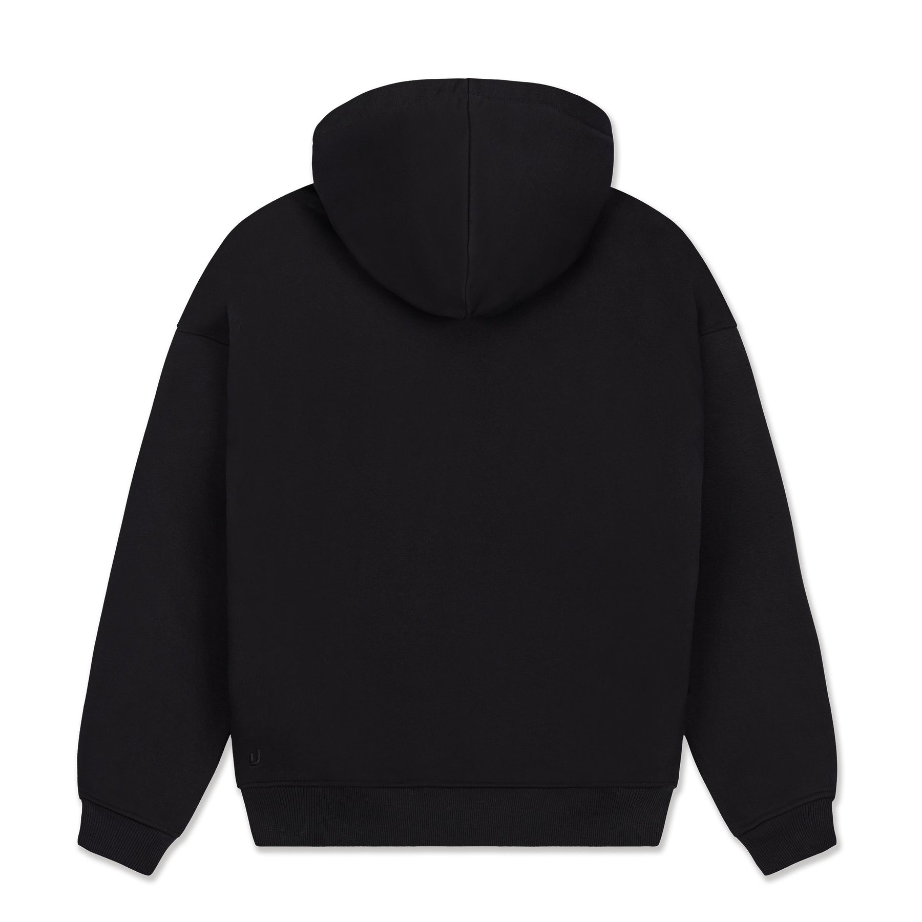 Schwarzer Oversized Hoodie 'Cody' von Johnny Urban, Rückseite mit Kapuze und elastischem Bund