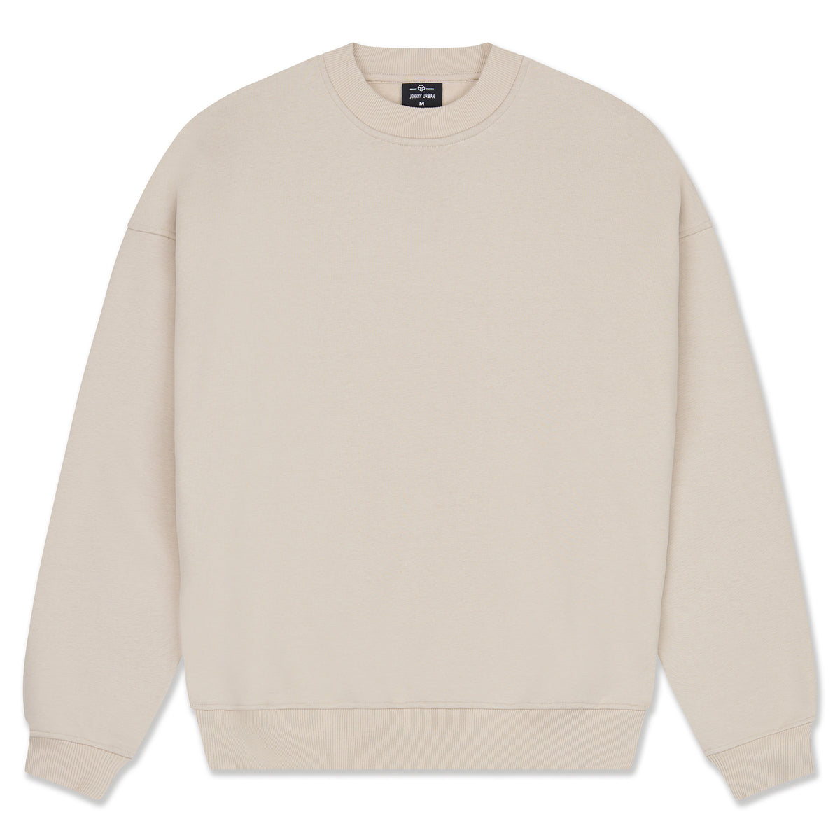 Beiger oversized Crewneck-Pullover 'Carter' von Johnny Urban mit Rundhalsausschnitt und gerippten Bündchen