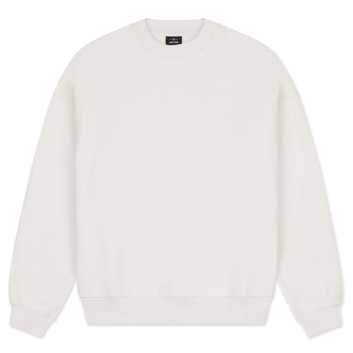Oversized weißer Crewneck-Pullover 'Carter' von Johnny Urban mit gerippten Bündchen