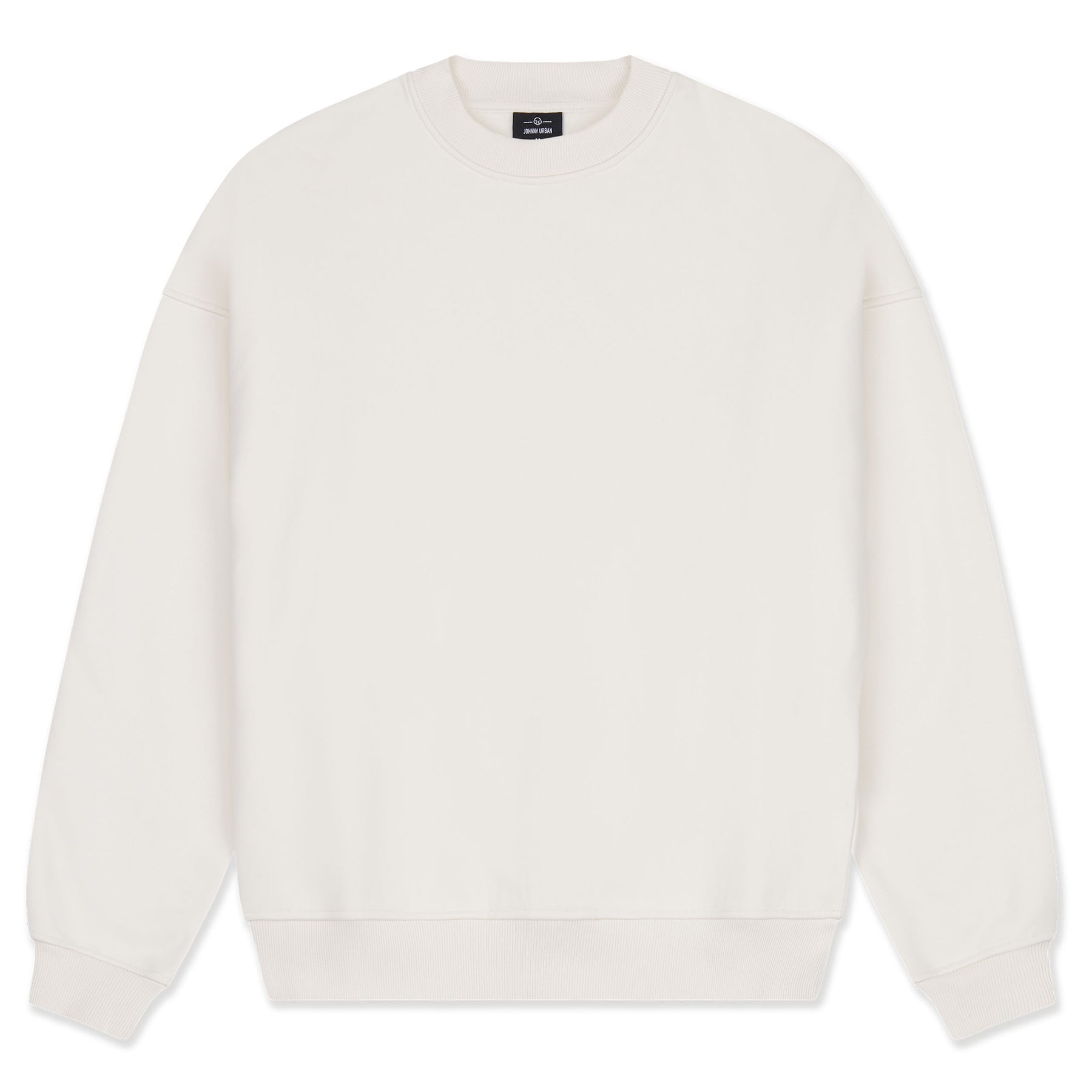 Oversized weißer Crewneck-Pullover 'Carter' von Johnny Urban mit gerippten Bündchen