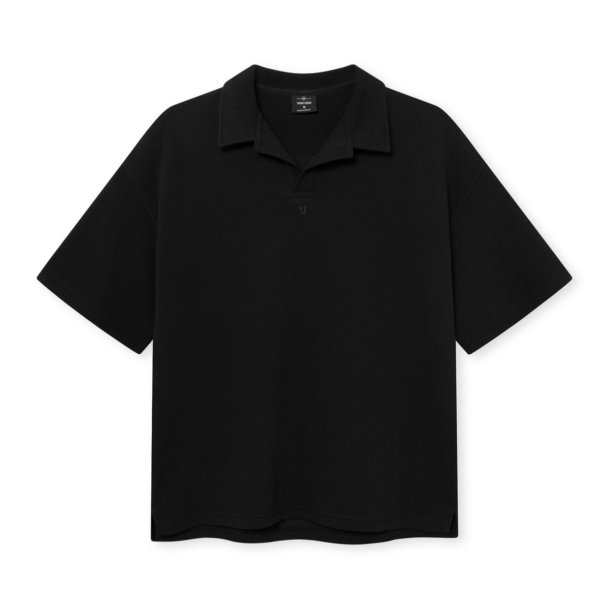Schwarzes Poloshirt mit kurzem Arm und klassischem Kragen