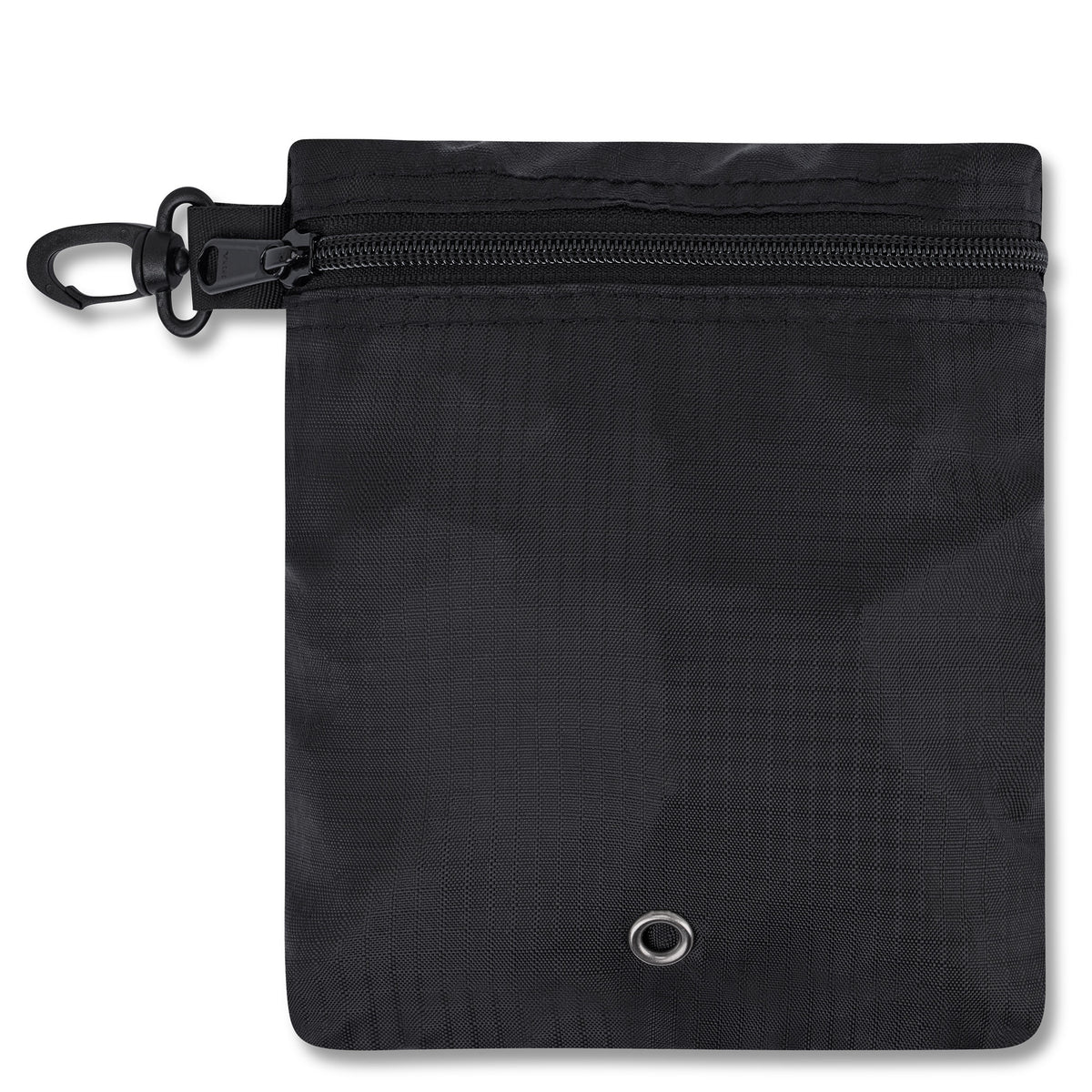 Schwarze faltbare Regenschutzhülle 'Bo XL' aus robustem Material mit Reißverschluss und Karabinerhaken