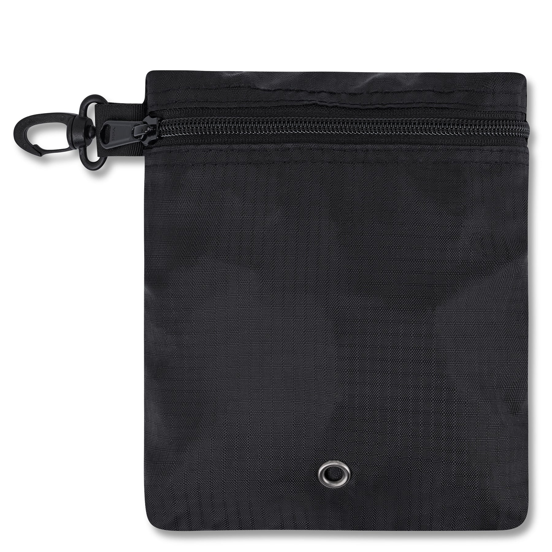 Schwarze faltbare Regenschutzhülle 'Bo XL' aus robustem Material mit Reißverschluss und Karabinerhaken