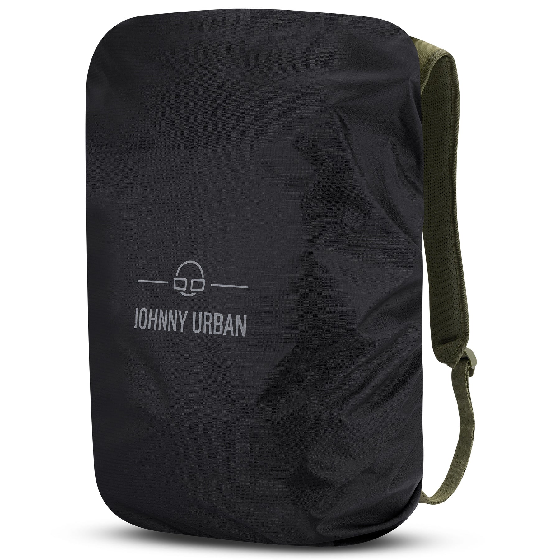 Schwarze Regenschutzhülle für Rucksack Bo XL von Johnny Urban, mit dezentem Logo
