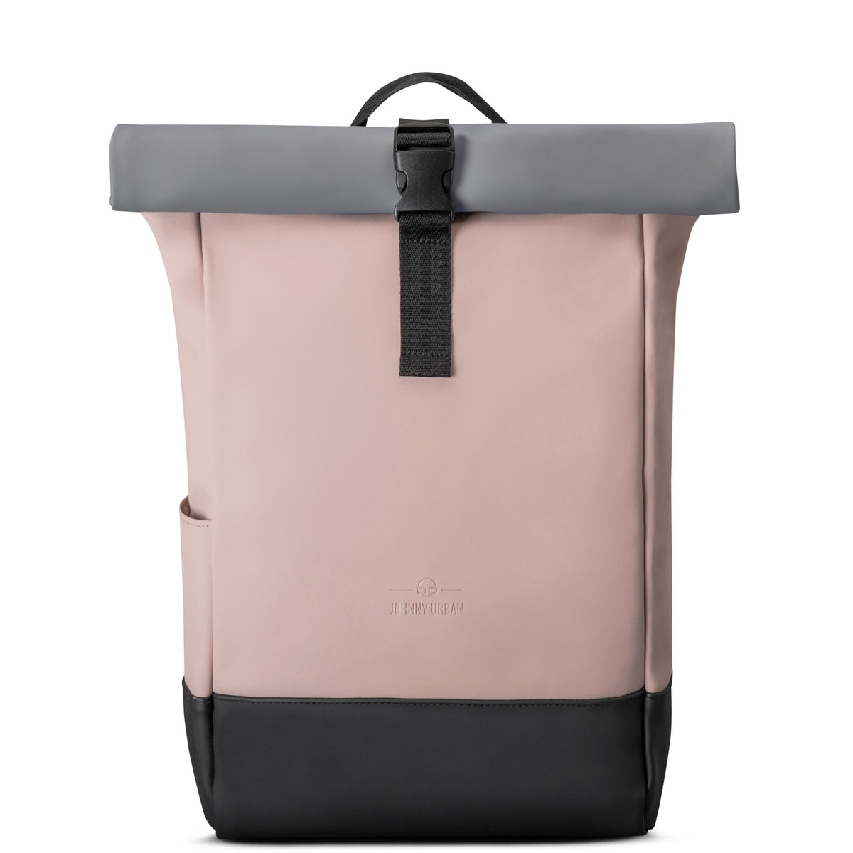 Rolltop Rucksack Harvey Medium von Johnny Urban, beigem Material mit grauem oberen Rollverschluss und schwarzem Boden