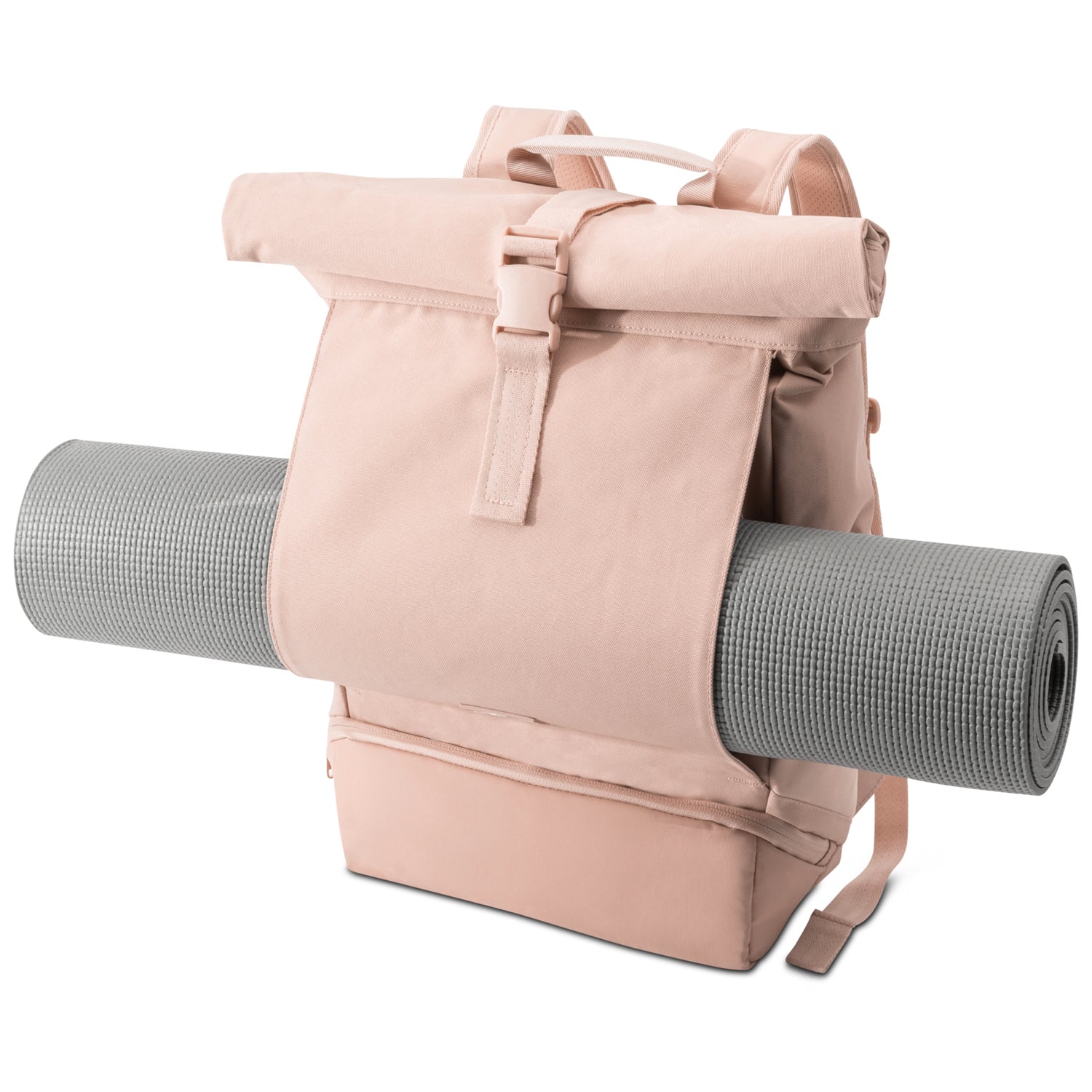 Johnny Urban Rolltop Rucksack 'Allen Medium' in Rosé mit grauer Yogamatte