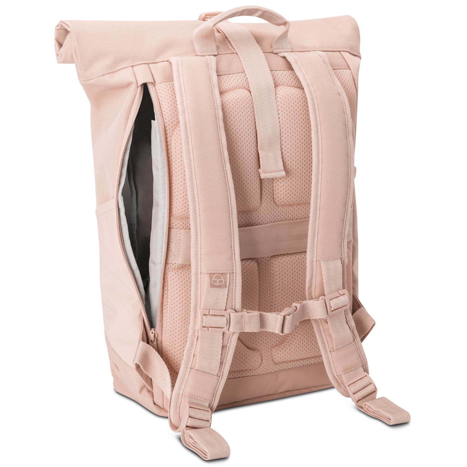 Rolltop Rucksack Allen Medium von Johnny Urban, rosa, mit gepolsterten Rücken- und Schultergurten, seitlichem Reißverschluss