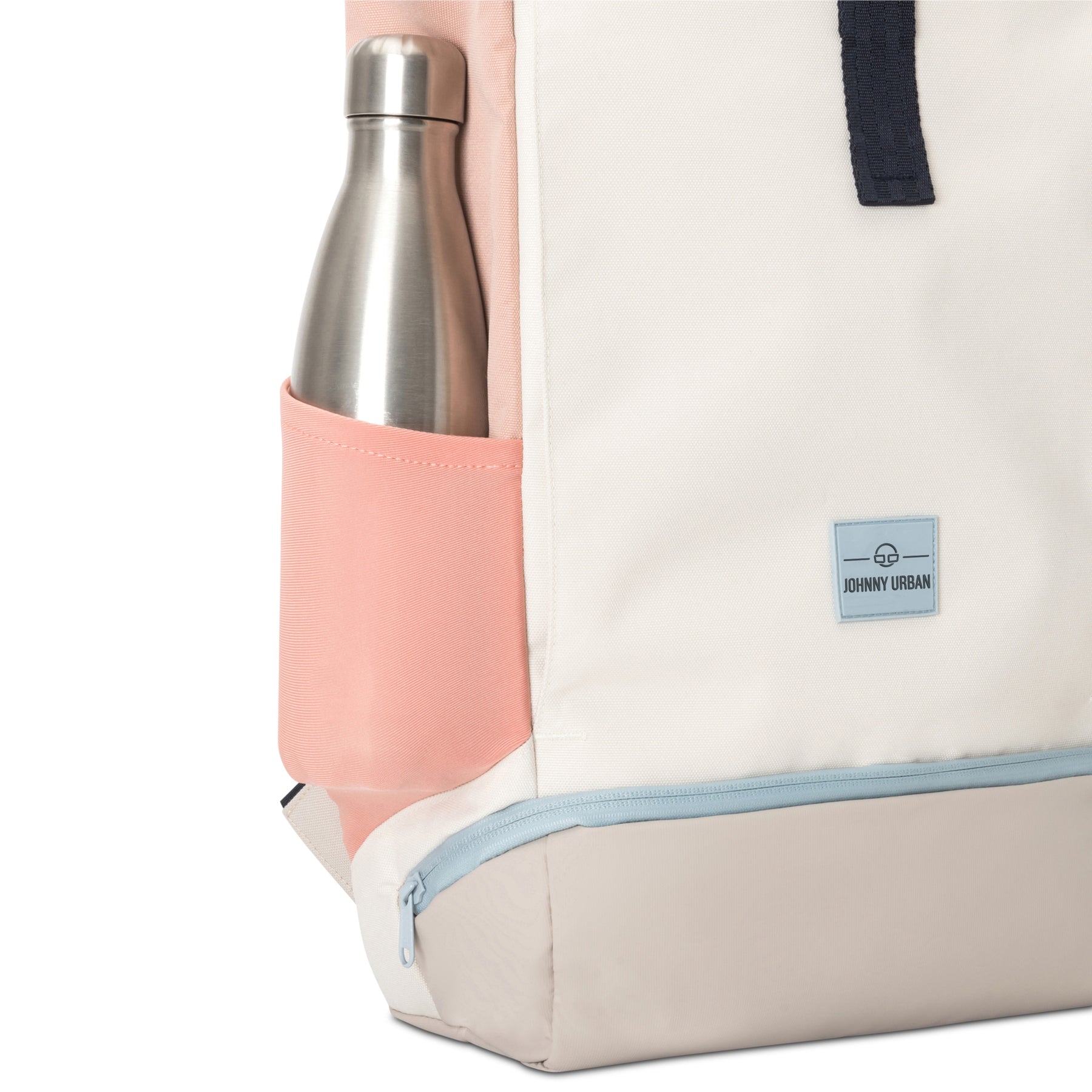 Rolltop Rucksack 'Allen Medium' in Beige-Rose mit Edelstahl Trinkflasche in Seitentasche