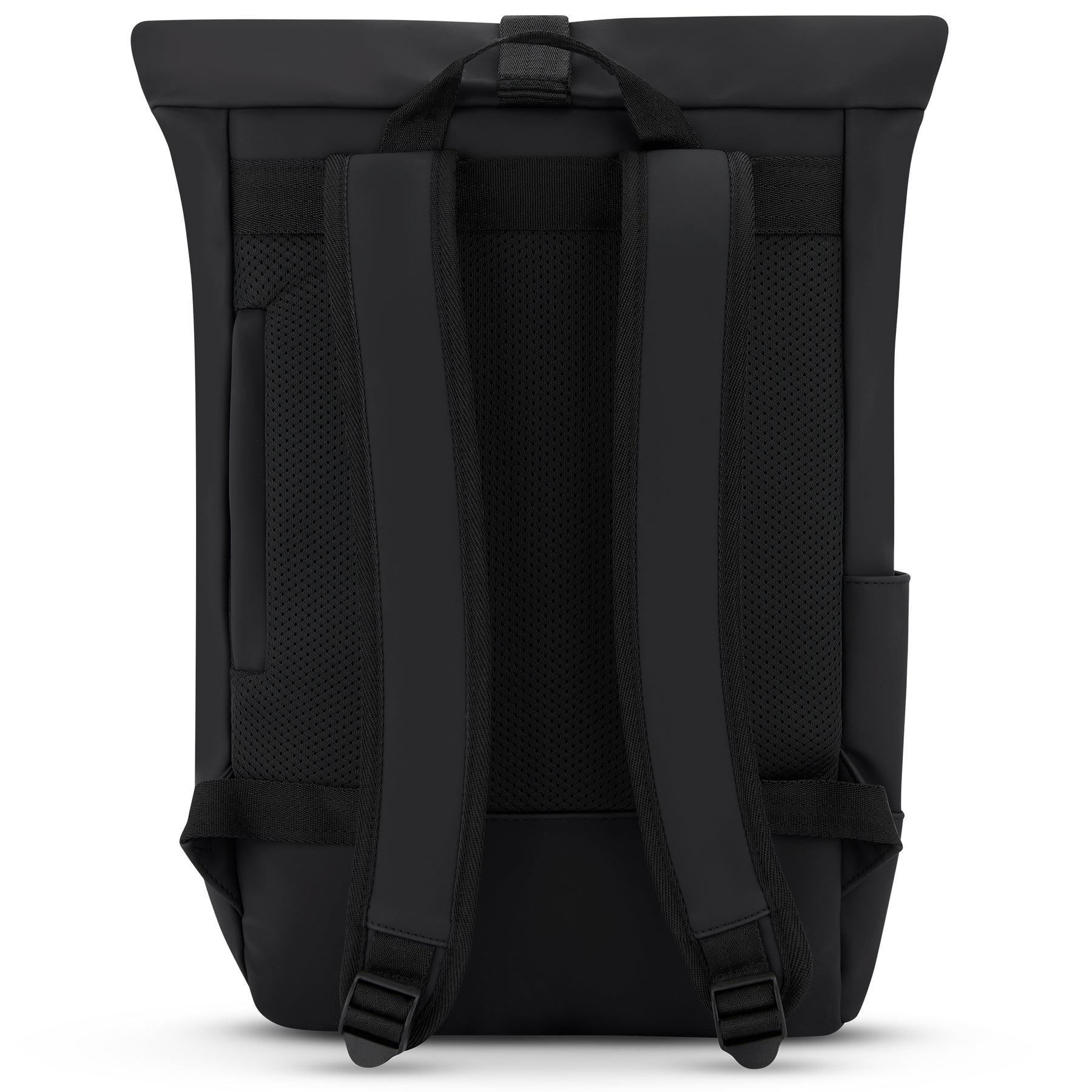 Schwarzer Rolltop Rucksack 'Harvey Medium' von Johnny Urban mit verstellbaren gepolsterten Schultergurten und Netzrücken