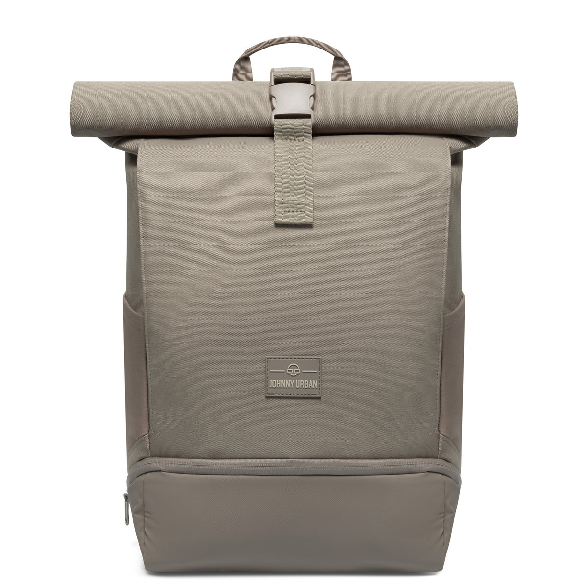 Rolltop Rucksack Allen Medium von Johnny Urban in desert grey mit Frontverschluss und unterem Reißverschlussfach