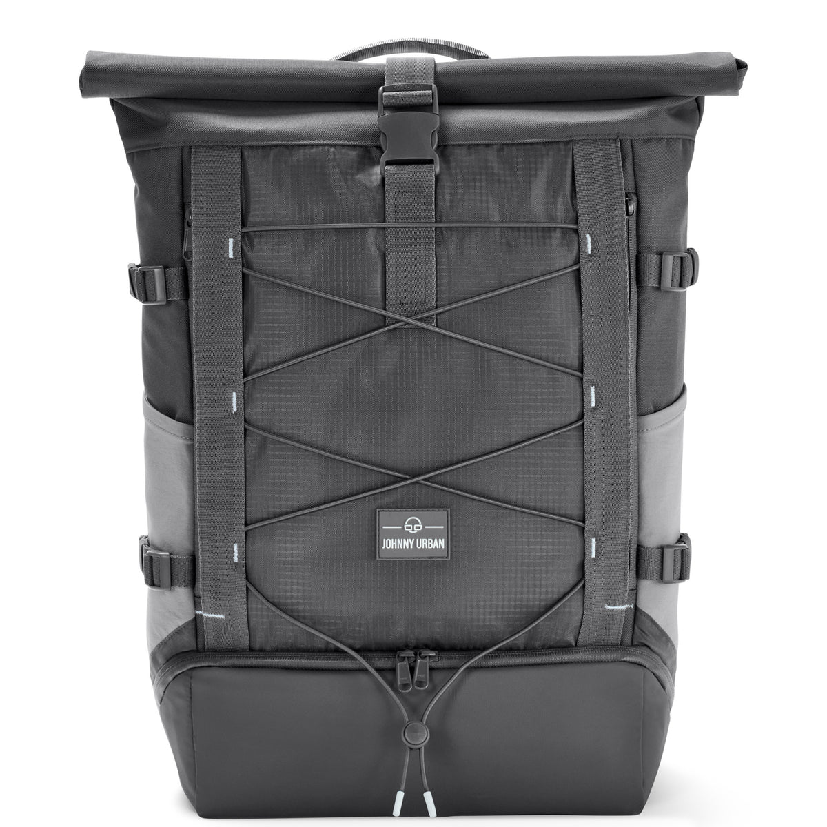 Grauer Rolltop Rucksack 'Allen Large Move' von Johnny Urban mit Kordelzug vorne und Verstellriemen