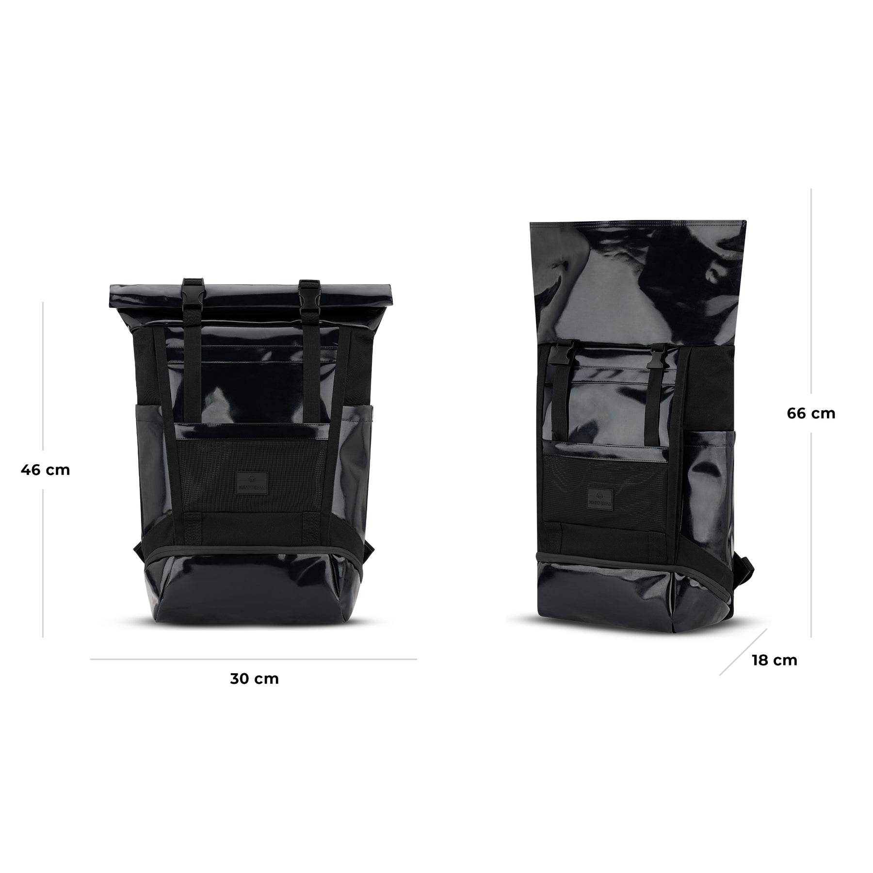 Johnny Urban Rolltop Rucksack 'Ashton' in schwarz, Abmessungen 30x46x18 cm geschlossen, 30x66x18 cm geöffnet