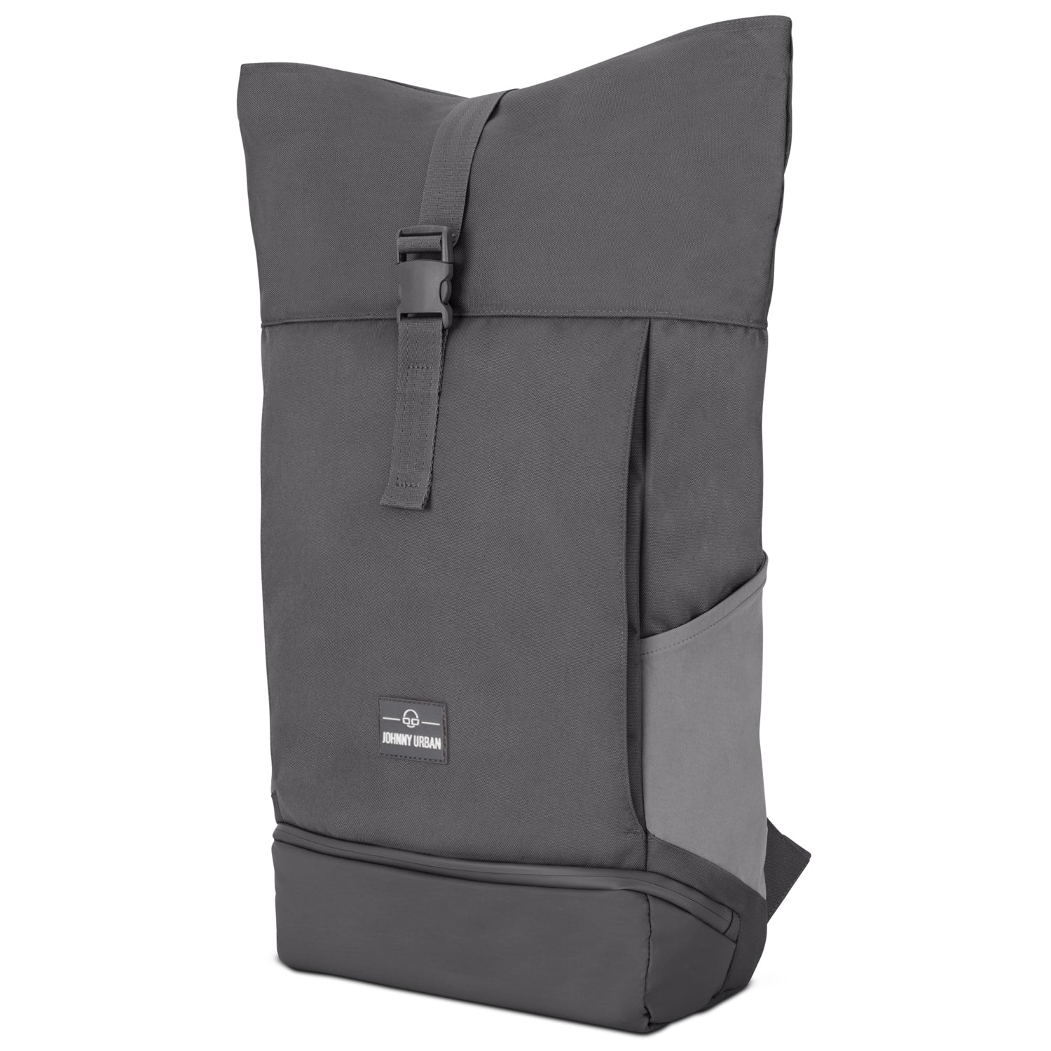 Rolltop Rucksack Allen Large von Johnny Urban, grau, mit Schnallenverschluss und seitlicher Außentasche