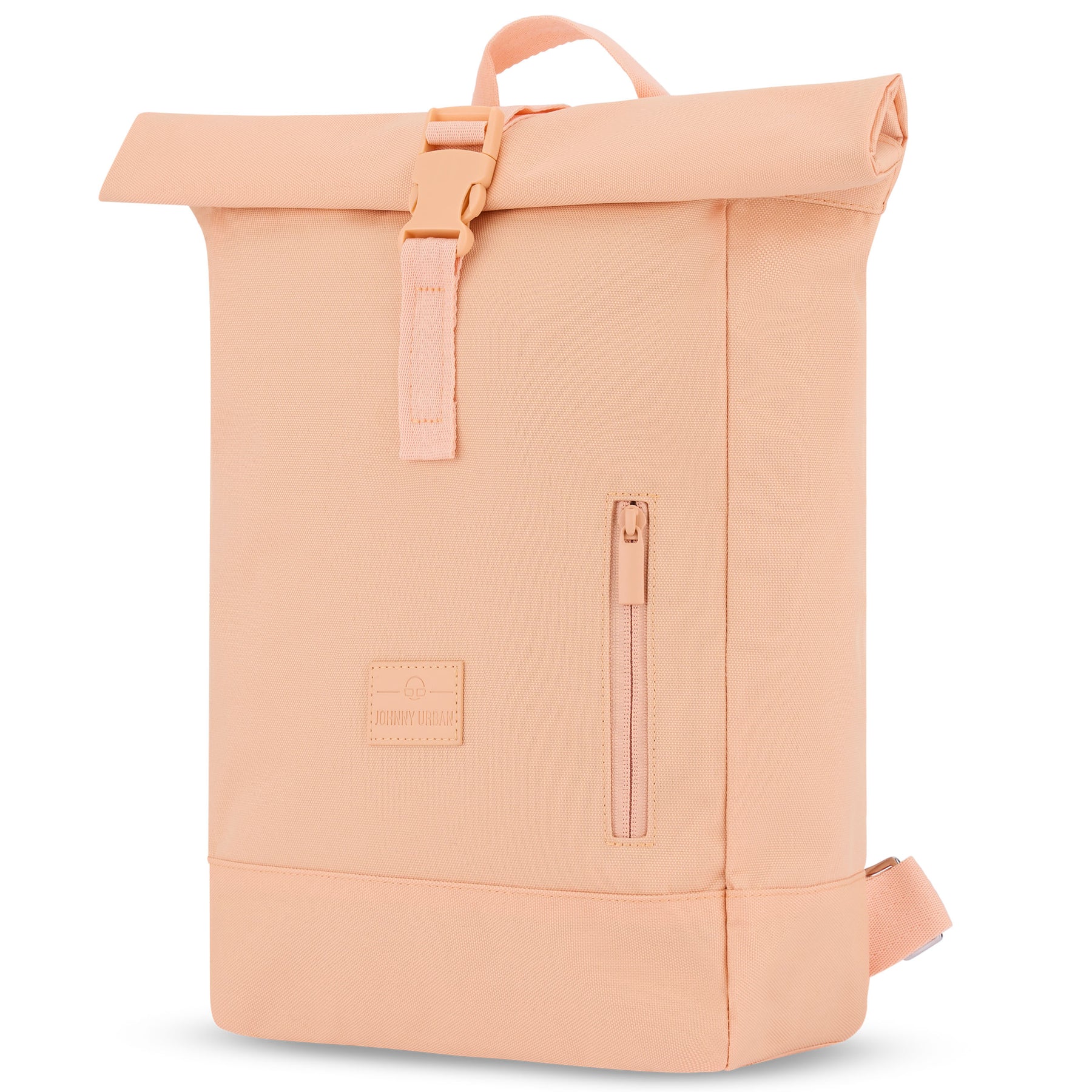 Rolltop Rucksack Robin Small von Johnny Urban in Pfirsich mit Frontreißverschluss und Logo-Patch