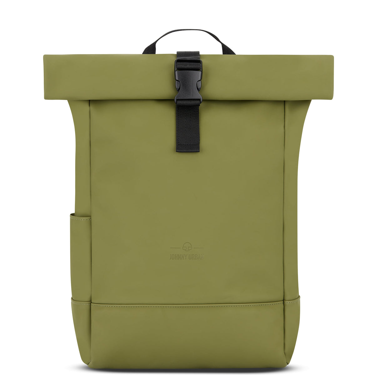Olivgrüner Rolltop-Rucksack 'Harvey Medium' von Johnny Urban mit schwarzem Verschlussverschluss