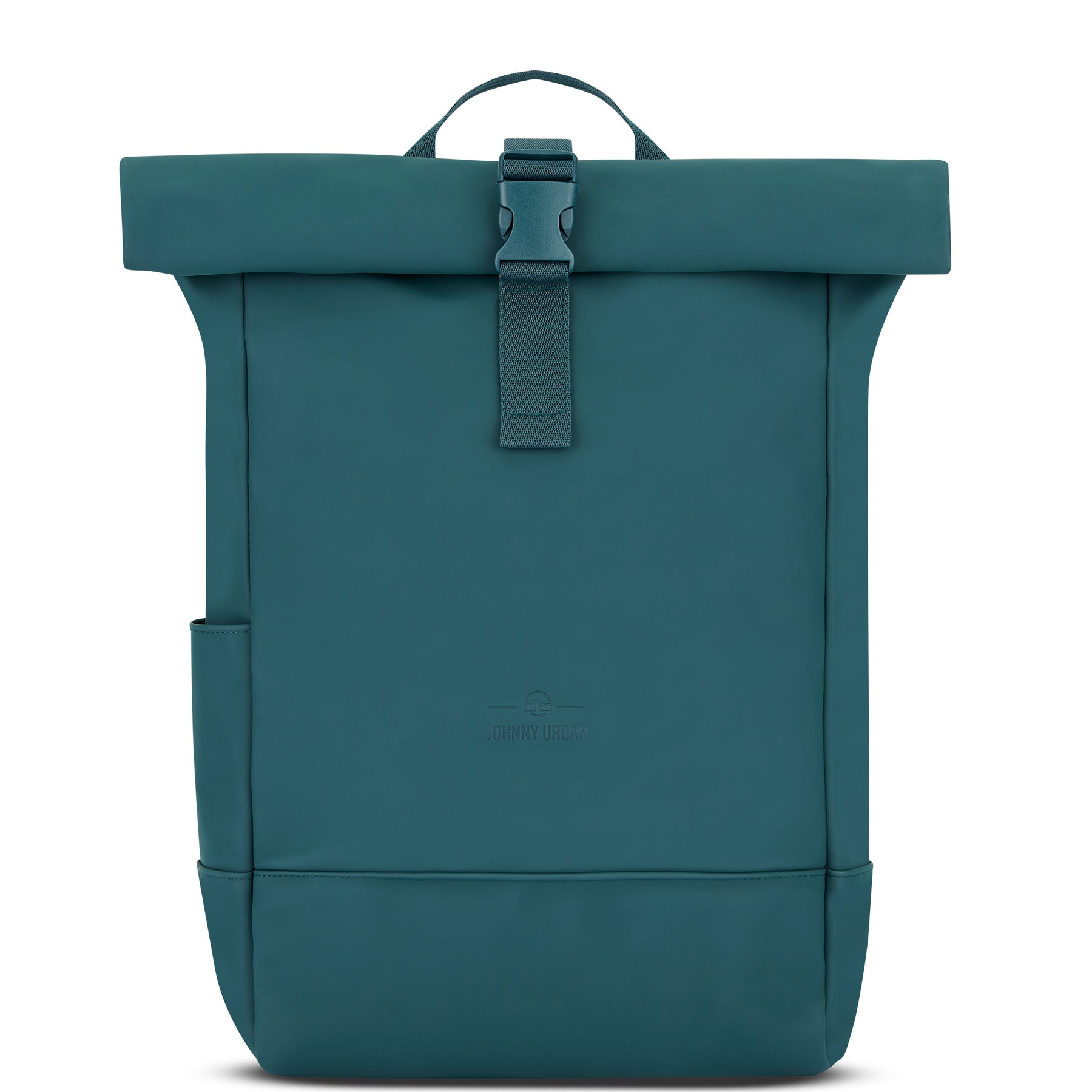 Rolltop Rucksack 'Harvey Medium' in petrolfarbenem Teal mit Schnallenverschluss und Seitenfach