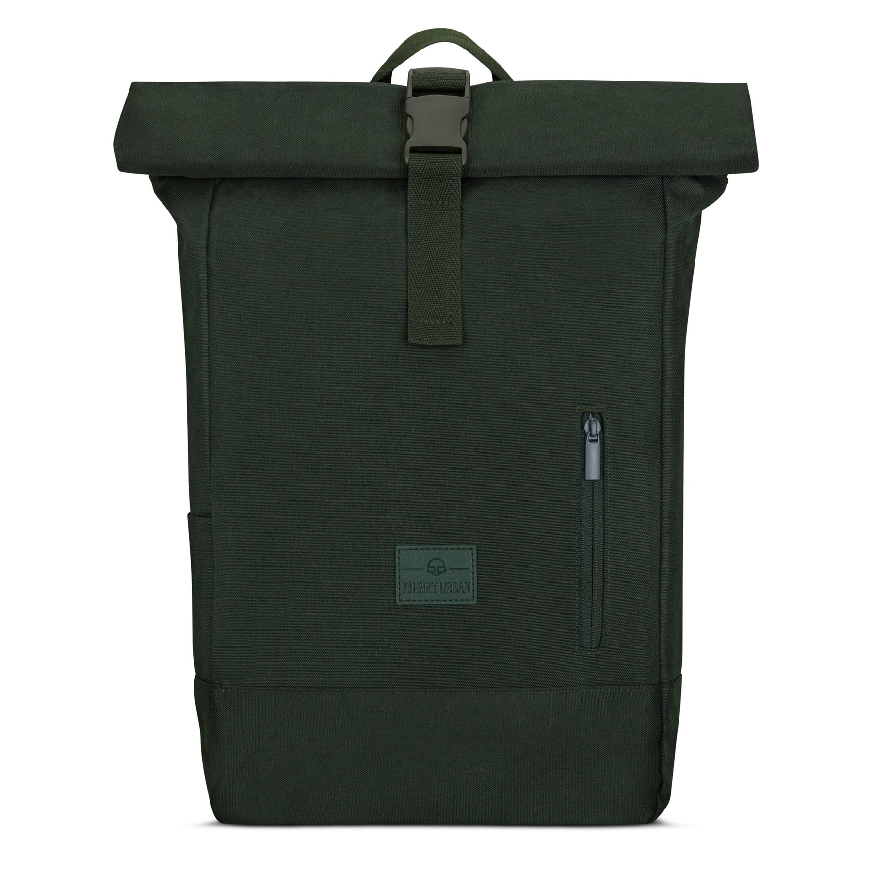 Grüner Rolltop Rucksack 'Robin Medium' von Johnny Urban mit Frontreißverschluss und Trageschlaufe