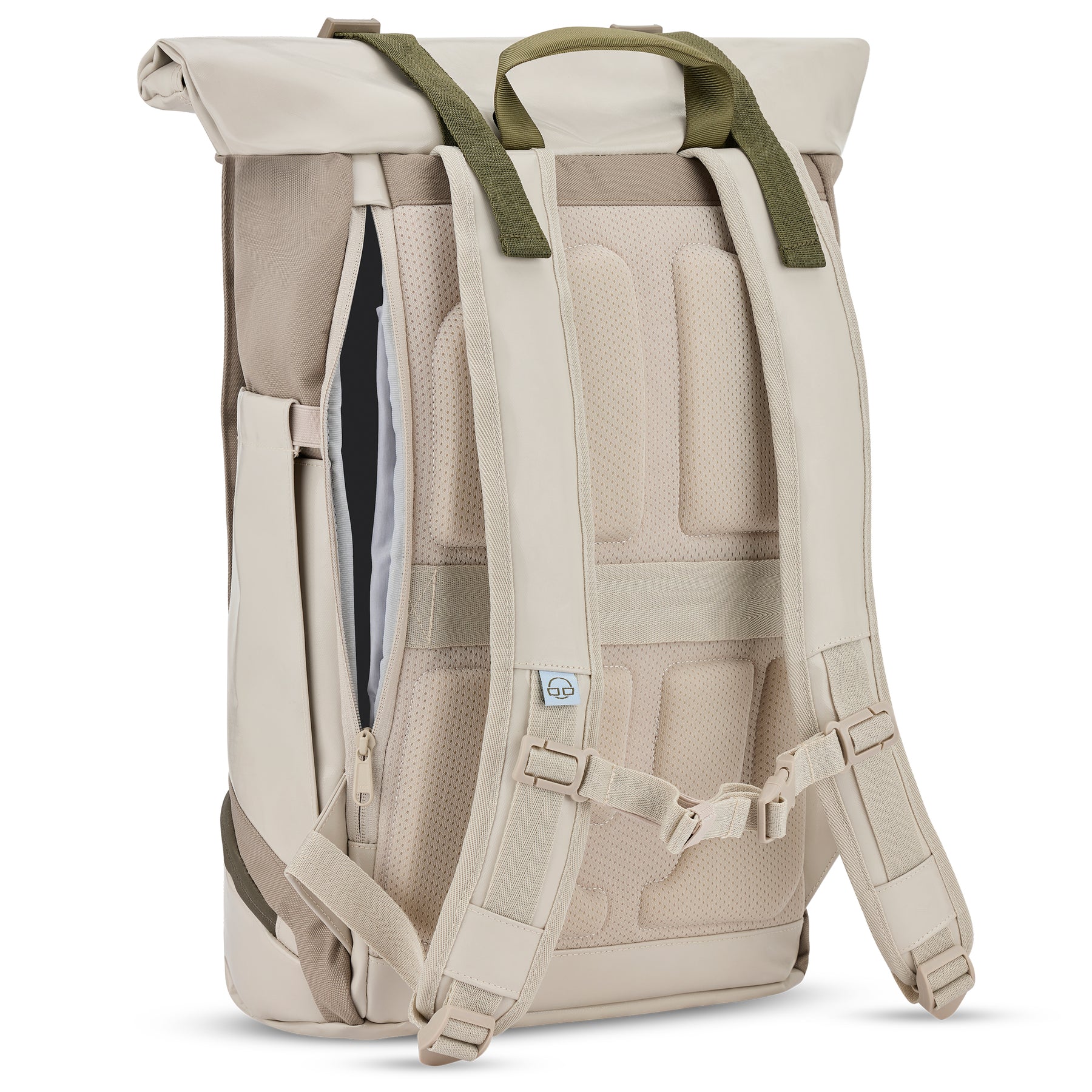 Beiger Rolltop Rucksack 'Ashton' mit gepolstertem Rücken und seitlichem Schnellzugriffsfach