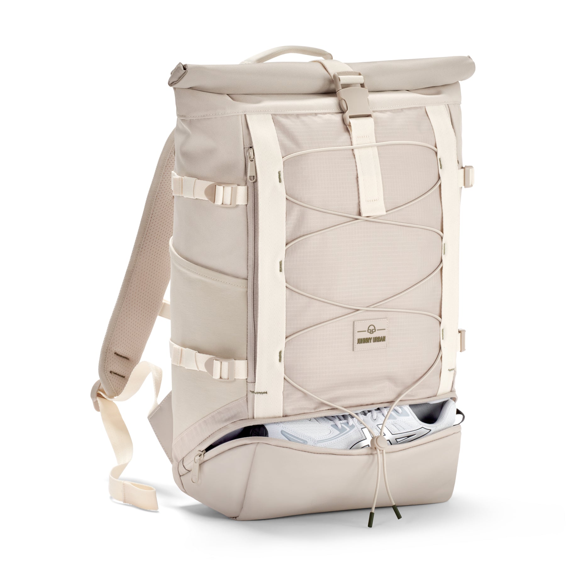 Johnny Urban Rolltop Rucksack 'Allen Large Move' in Sand mit Schuhfach und elastischem Frontband