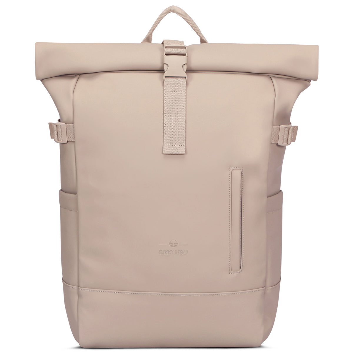 Beiger Rolltop Rucksack 'Harvey Large' von Johnny Urban mit frontaler Verschlusslasche und seitlichen Anpassungsriemen