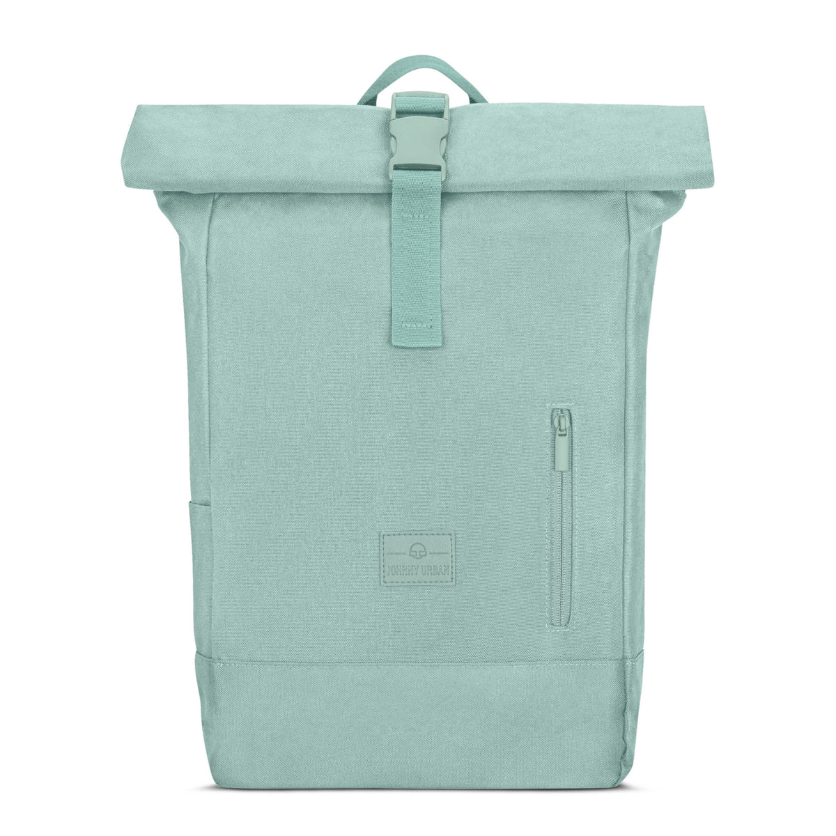 Mintfarbener Rolltop-Rucksack 'Robin Medium' von Johnny Urban mit Frontreißverschluss und Tragegriff