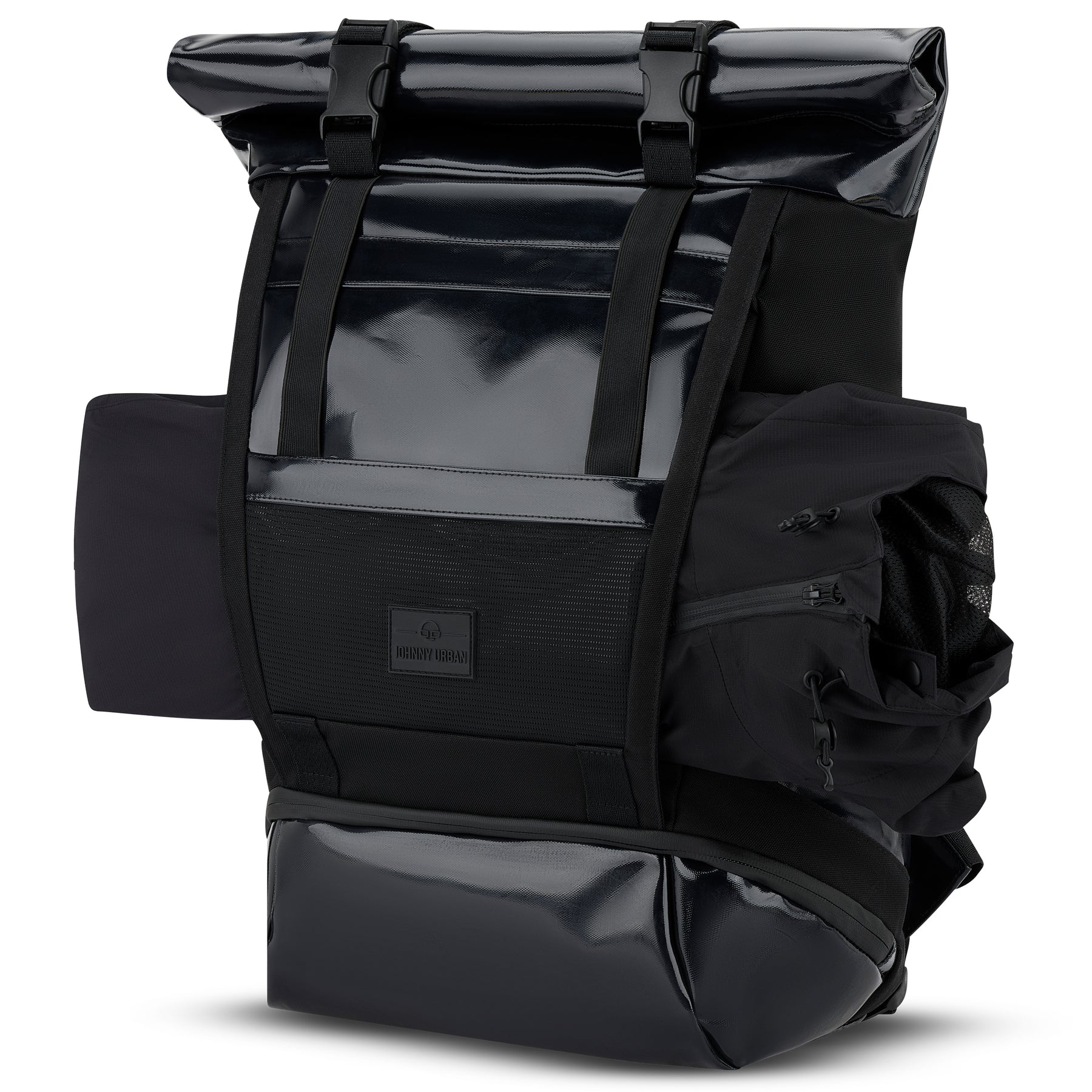 Rolltop-Rucksack Ashton von Johnny Urban, schwarz, wasserabweisendes Material, mit zwei Schnallenverschluss