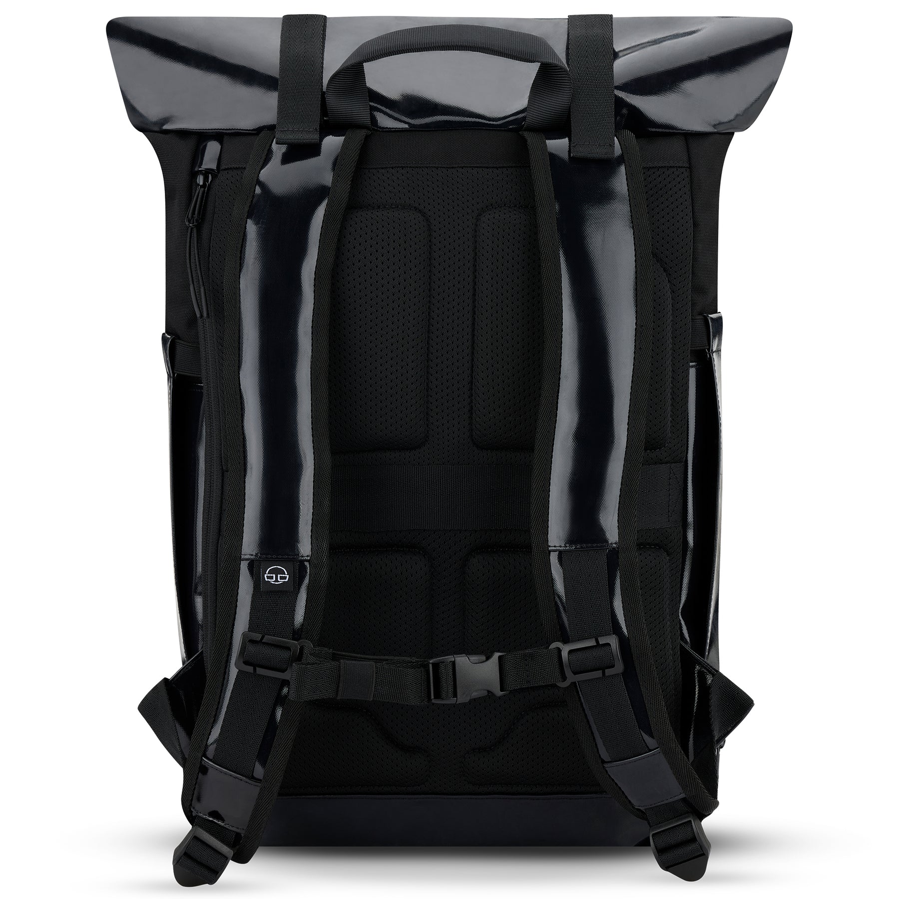 Schwarzer Johnny Urban Rolltop Rucksack 'Ashton' mit gepolsterten, verstellbaren Schulterriemen und Brustgurt