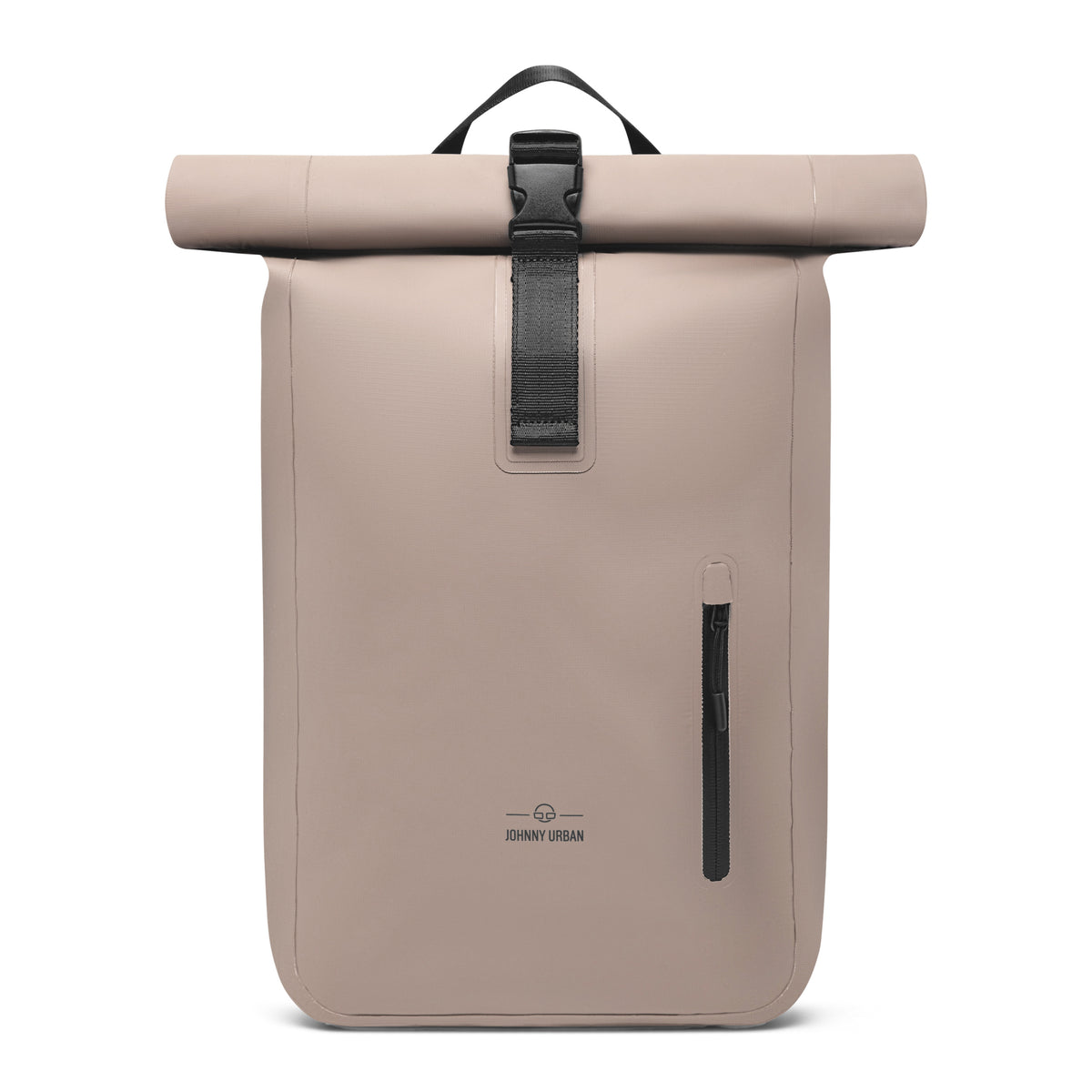 Rolltop Rucksack 'Conor' von Johnny Urban, beige, mit schwarzem Verschluss und seitlichem Reißverschluss