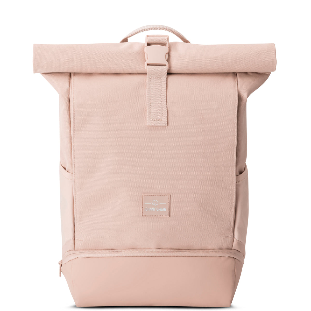 Rolltop Rucksack 'Allen Medium' von Johnny Urban in rosa mit seitlichen Taschen und Kunststoffverschluss