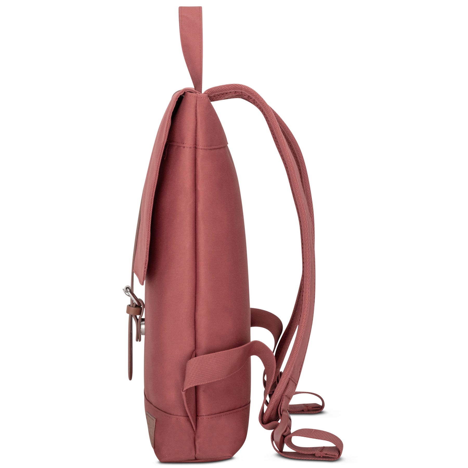 Rucksack Damen Mia in Rot, schmal und länglich, mit verstellbaren Schultergurten und Trageschlaufe