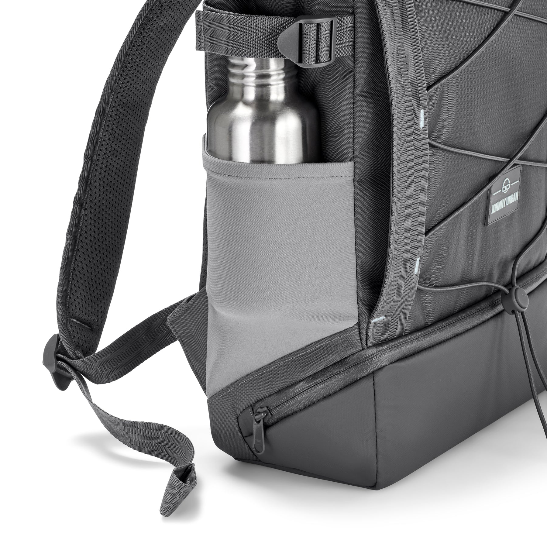 Grauer Johnny Urban Rucksack 'Harper' mit Seitenfach und Edelstahlflasche